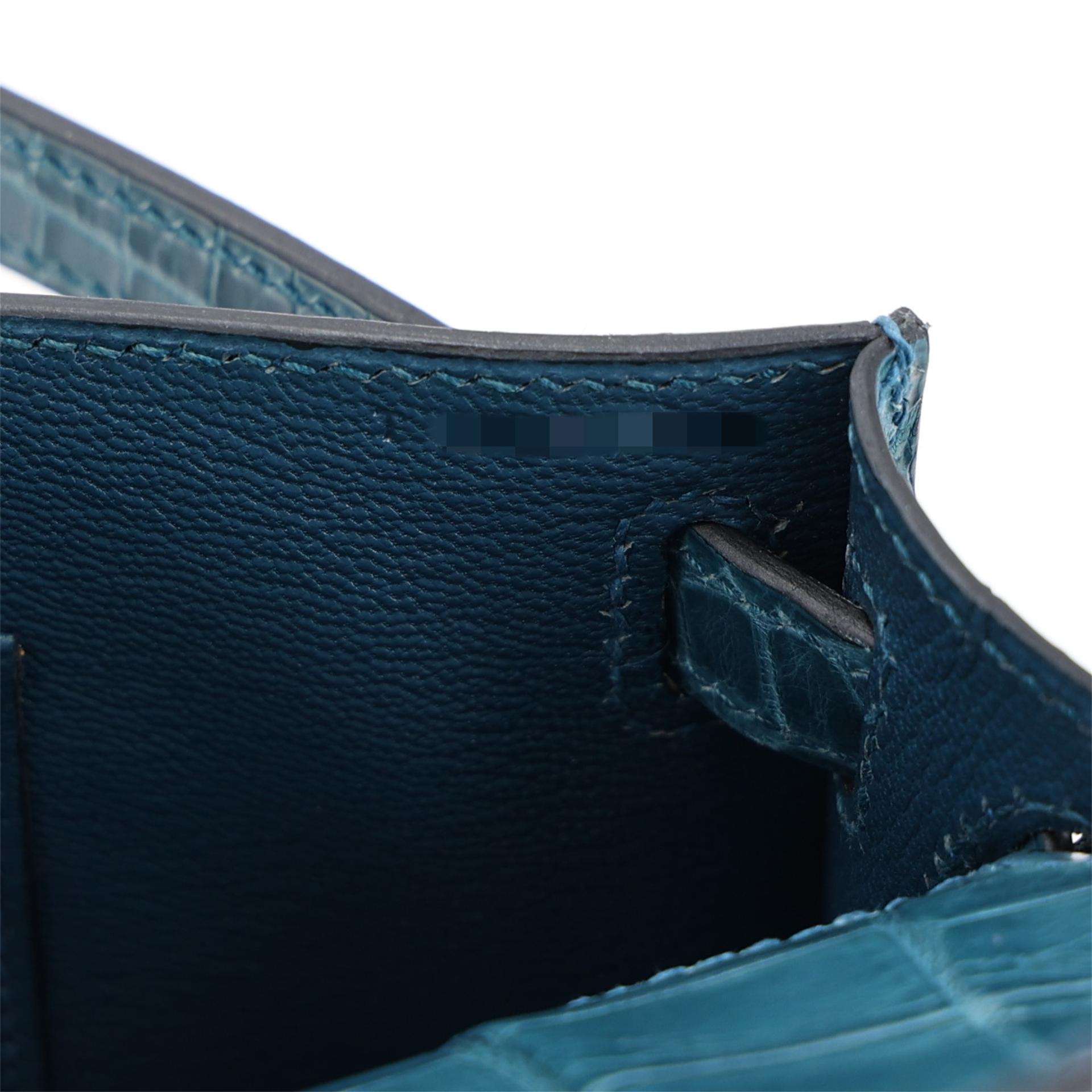 Excellent ( Rank SA ) HERMÈS Kelly Cut Colvert (1P) Shiny Niloticus Crocodile Palladium hardware T (2015) - 16