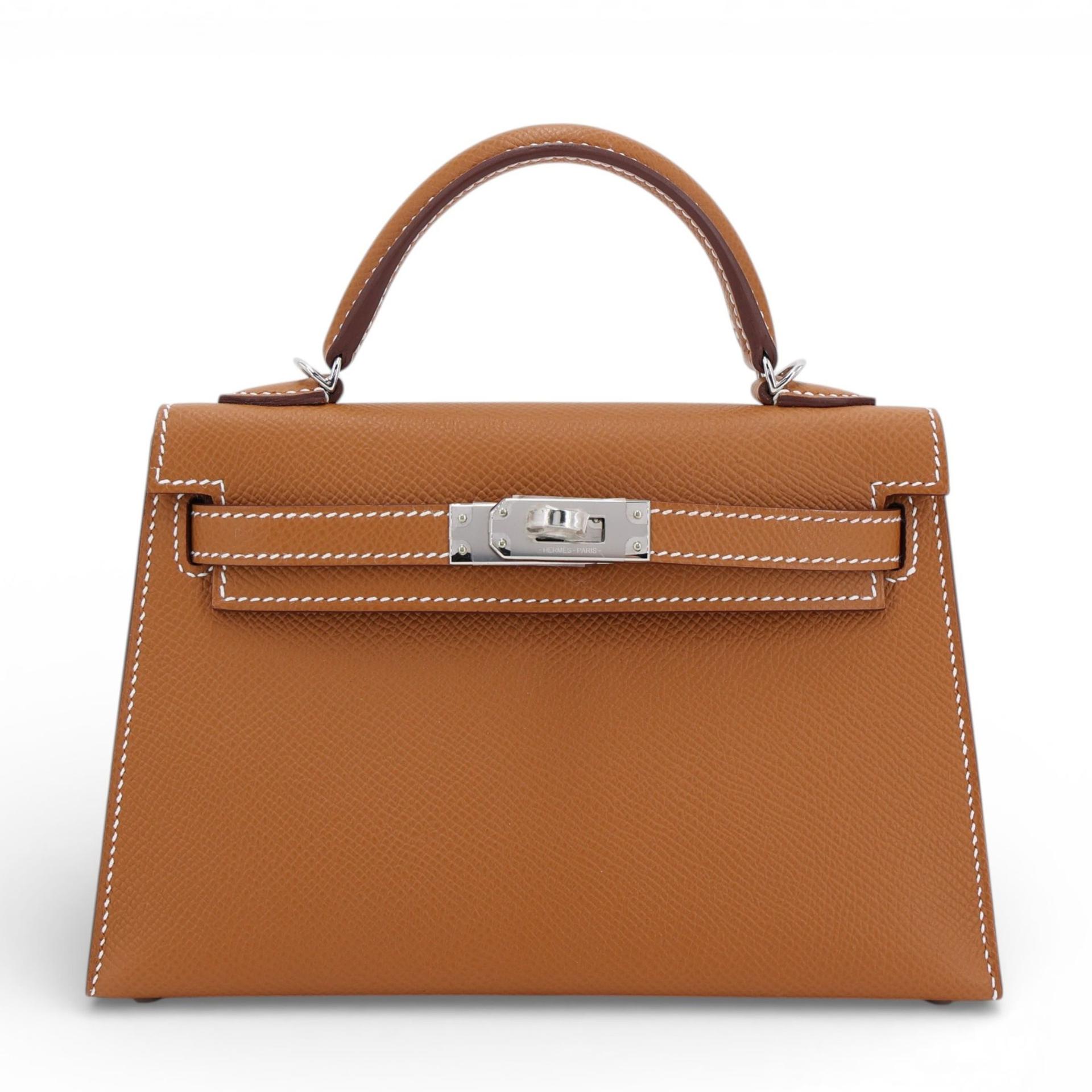 Brand New ( Rank N ) HERMÈS Mini Kelly II Gold (37) Epsom Palladium hardware K (2025) - 1