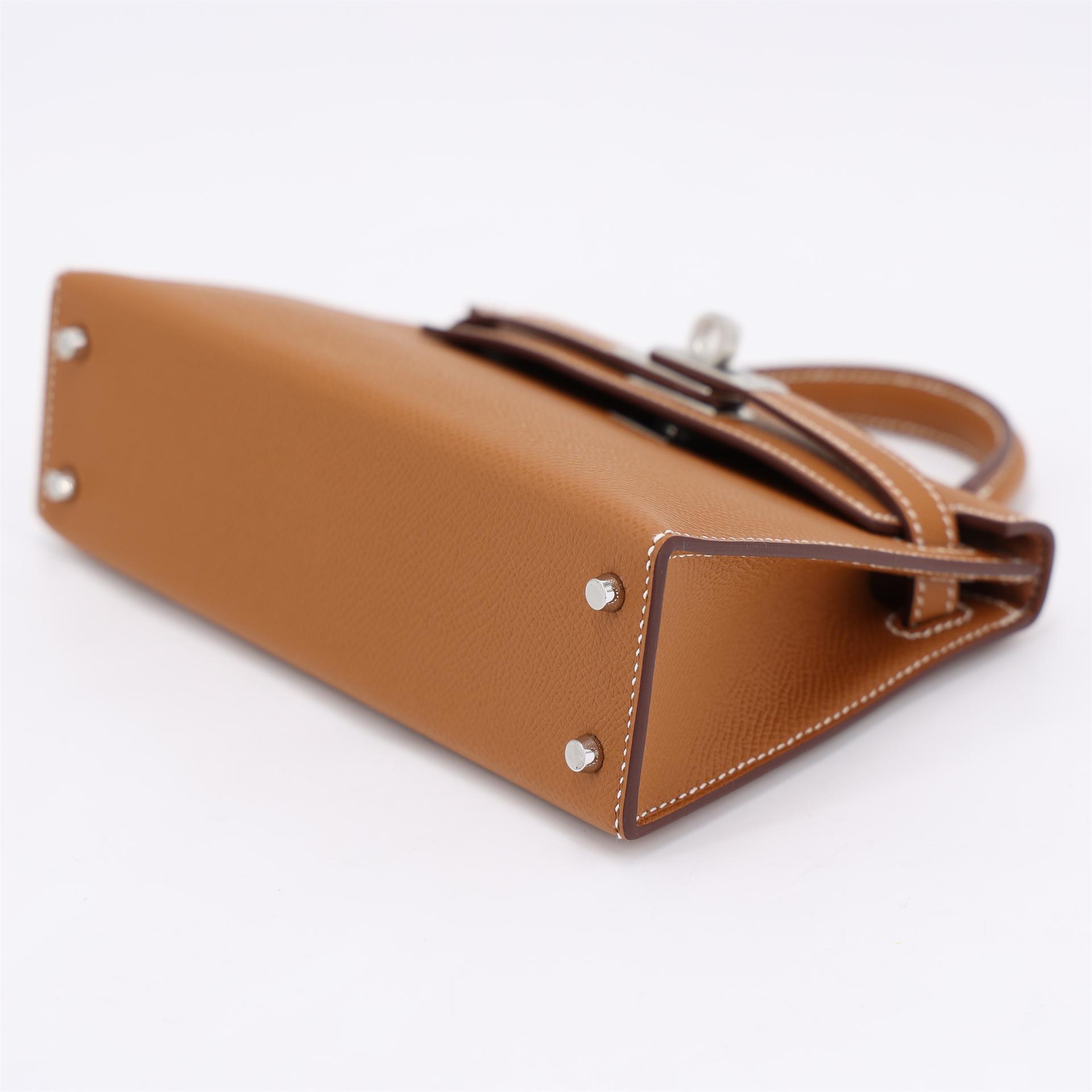 Brand New ( Rank N ) HERMÈS Mini Kelly II Gold (37) Epsom Palladium hardware K (2025) - 5