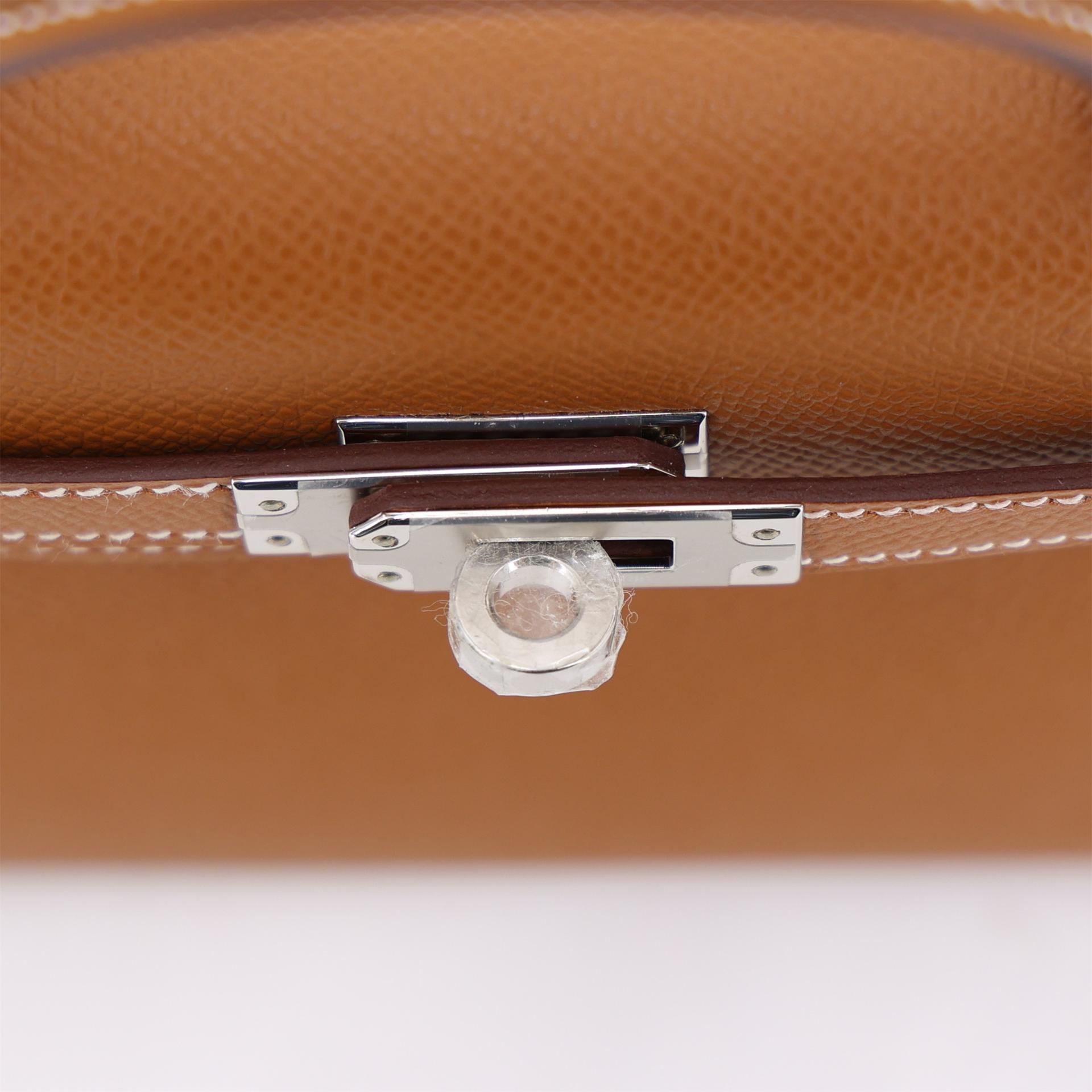 Brand New ( Rank N ) HERMÈS Mini Kelly II Gold (37) Epsom Palladium hardware K (2025) - 9
