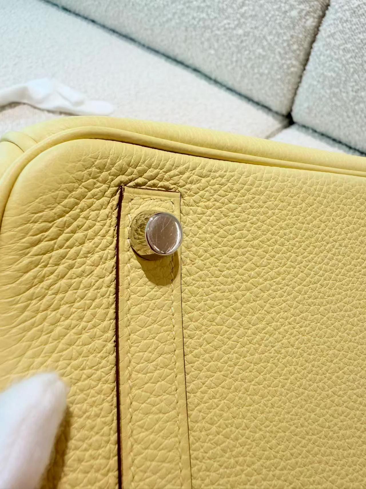 Excellent ( Rank SA ) HERMÈS Birkin 25 Jaune Poussin (1Z) Togo Palladium hardware B (2023) - 19