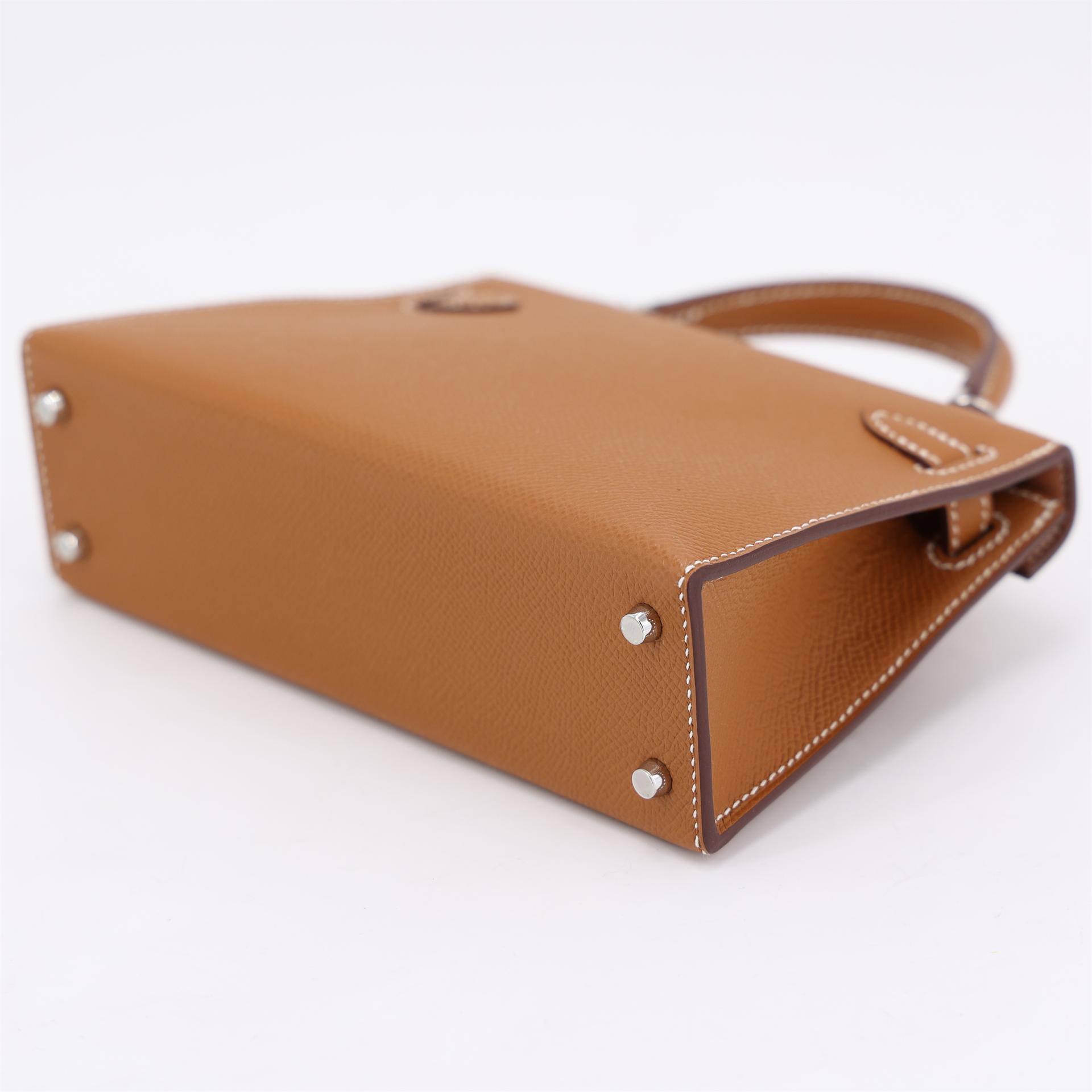 Brand New ( Rank N ) HERMÈS Mini Kelly II Gold (37) Epsom Palladium hardware K (2025) - 7