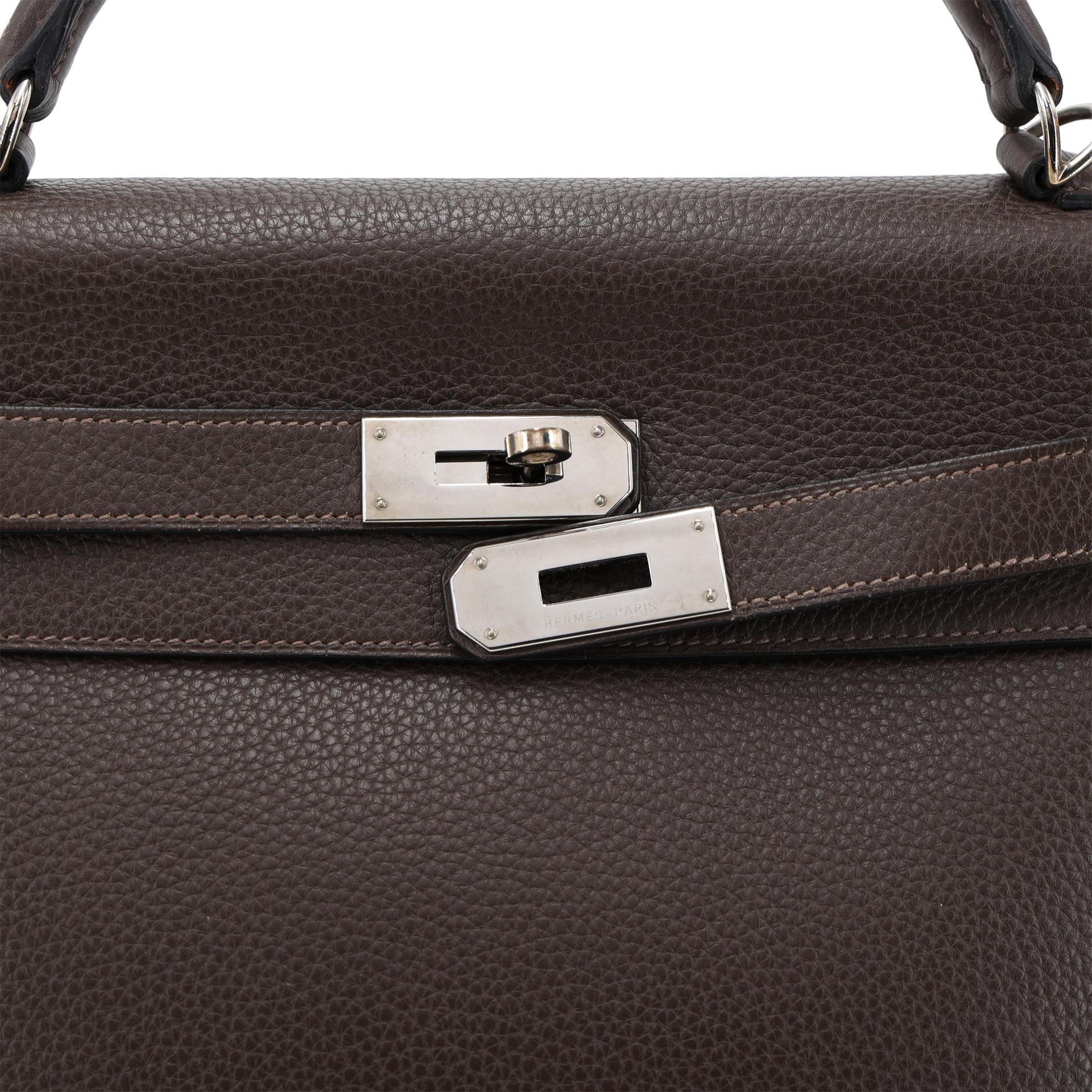 ランク A HERMÈS エルメス ケリー40 カフェ (4A) トリヨン シルバー金具 □N刻印 (2010) - 10