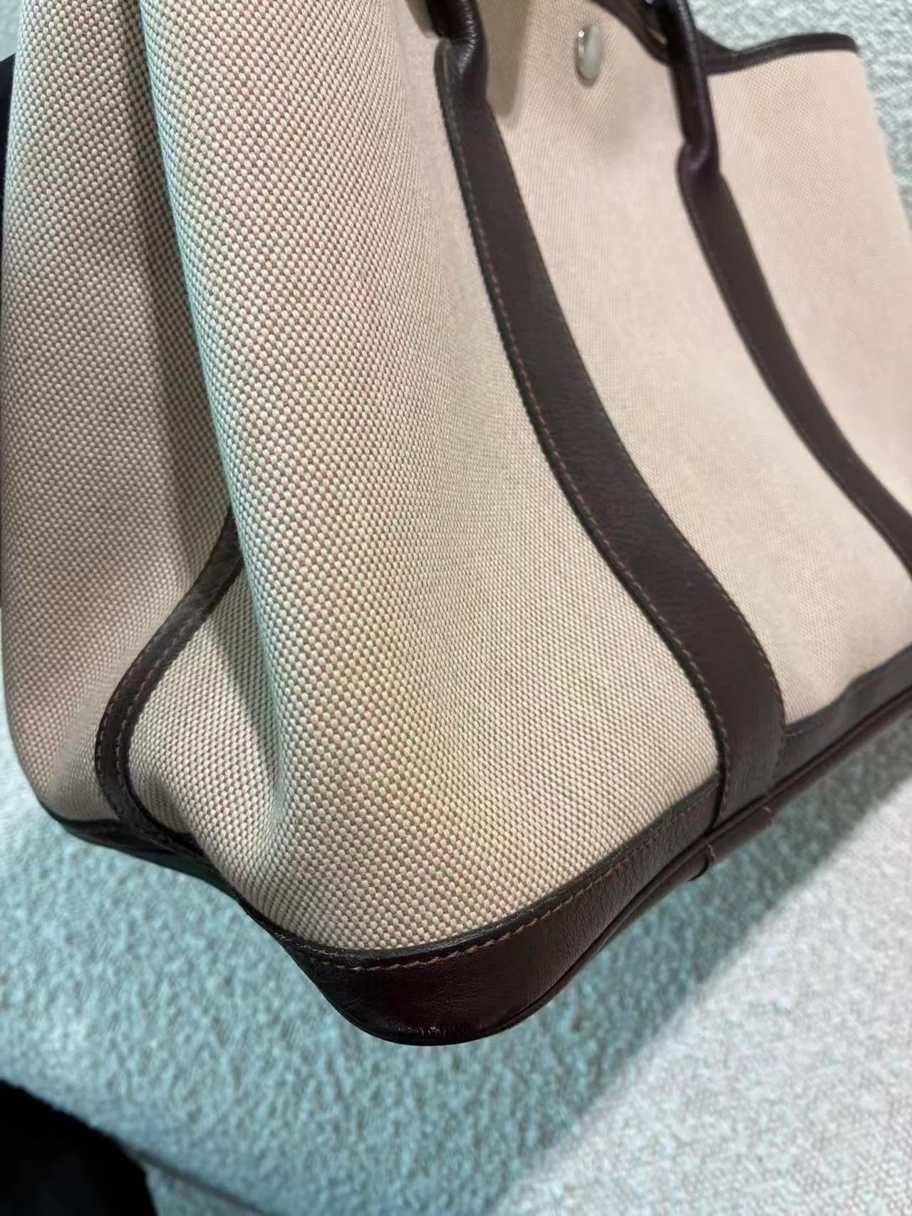 ランク A HERMÈS エルメス ガーデンパーティー PM ベブラン（T3） トワルH ヴァイキング ネゴンダ シルバー金具 □O刻印 (2011) - 13