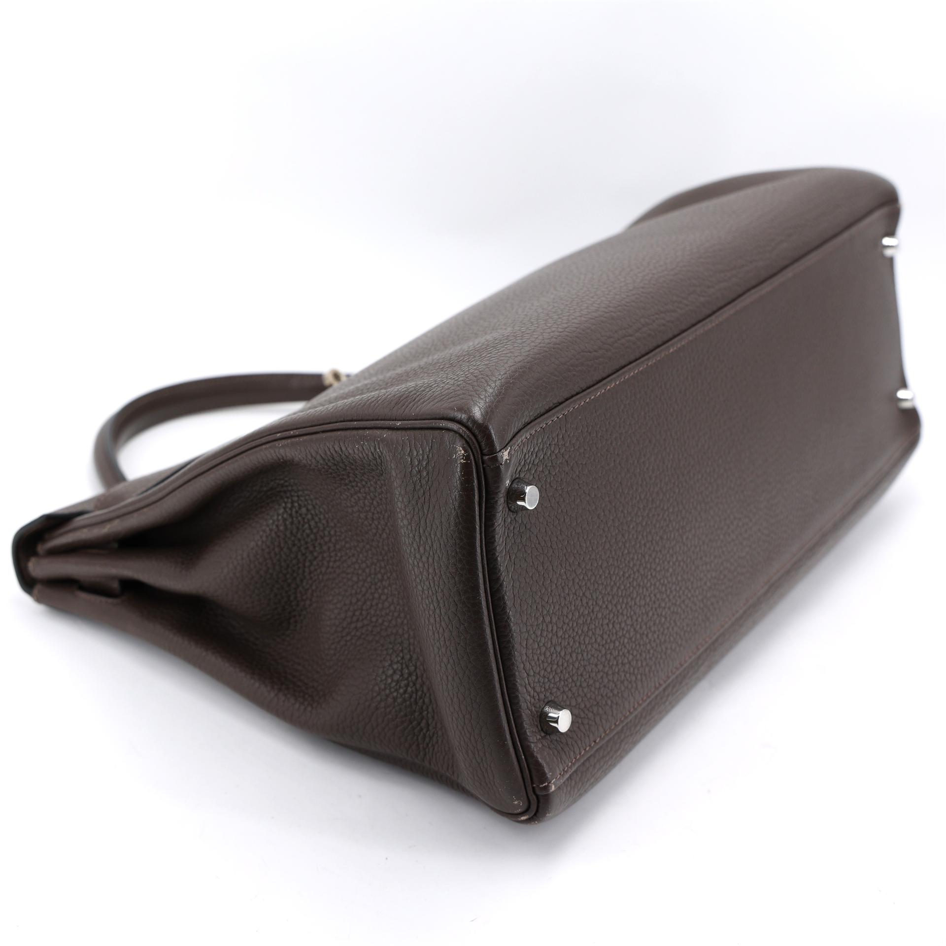ランク A HERMÈS エルメス ケリー40 カフェ (4A) トリヨン シルバー金具 □N刻印 (2010) - 6