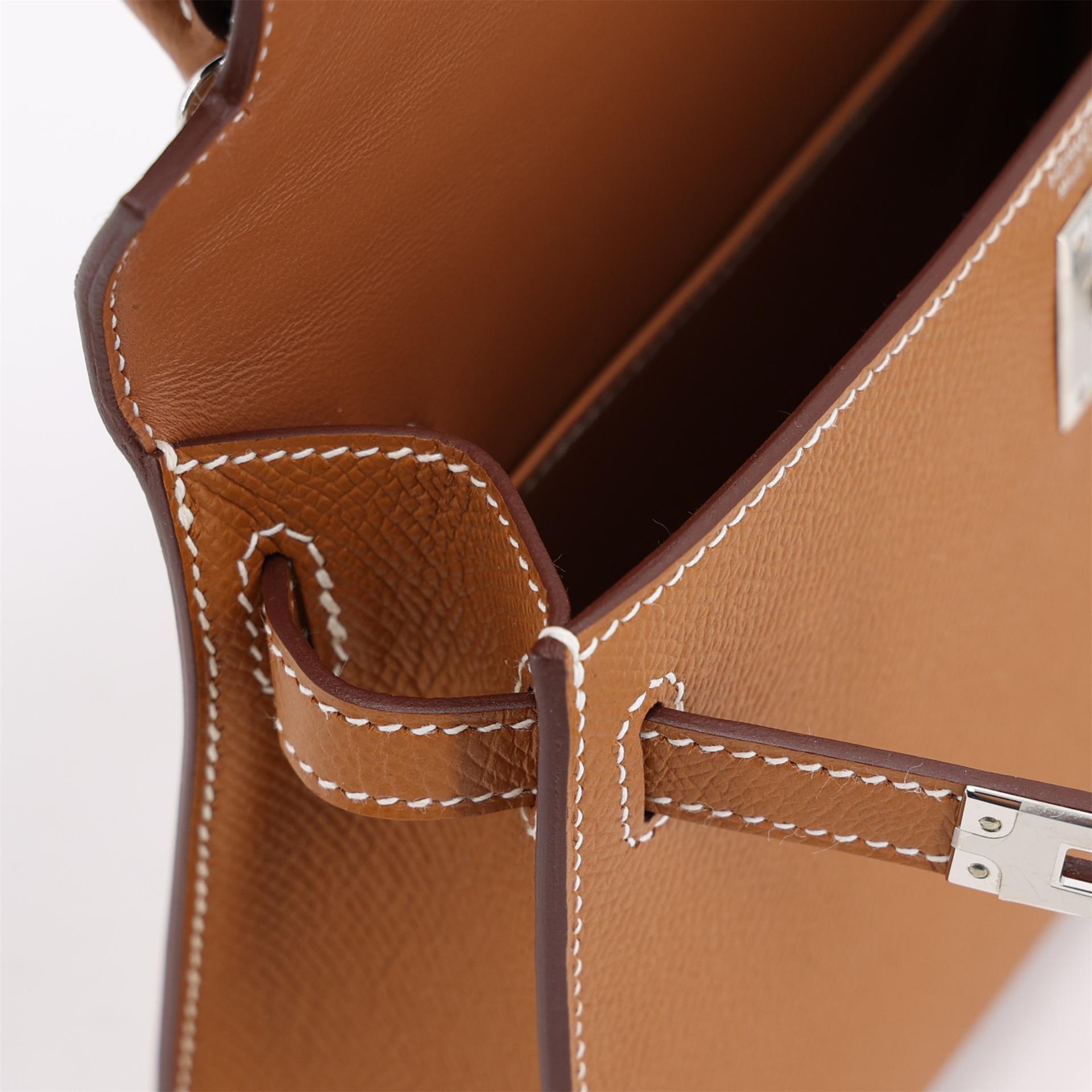Brand New ( Rank N ) HERMÈS Mini Kelly II Gold (37) Epsom Palladium hardware K (2025) - 12