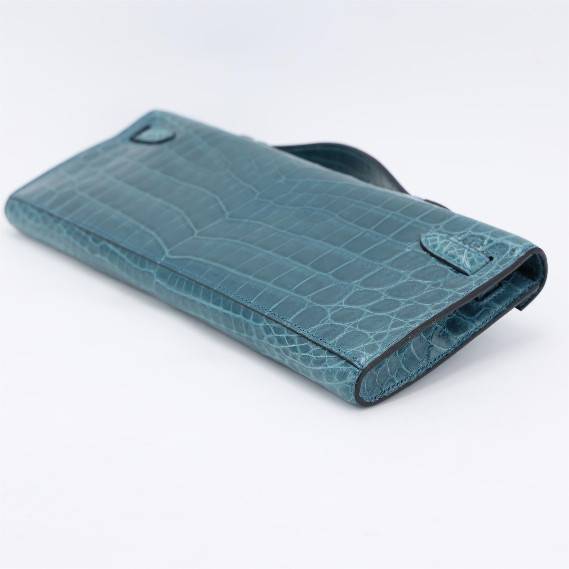 Excellent ( Rank SA ) HERMÈS Kelly Cut Colvert (1P) Shiny Niloticus Crocodile Palladium hardware T (2015) - 7