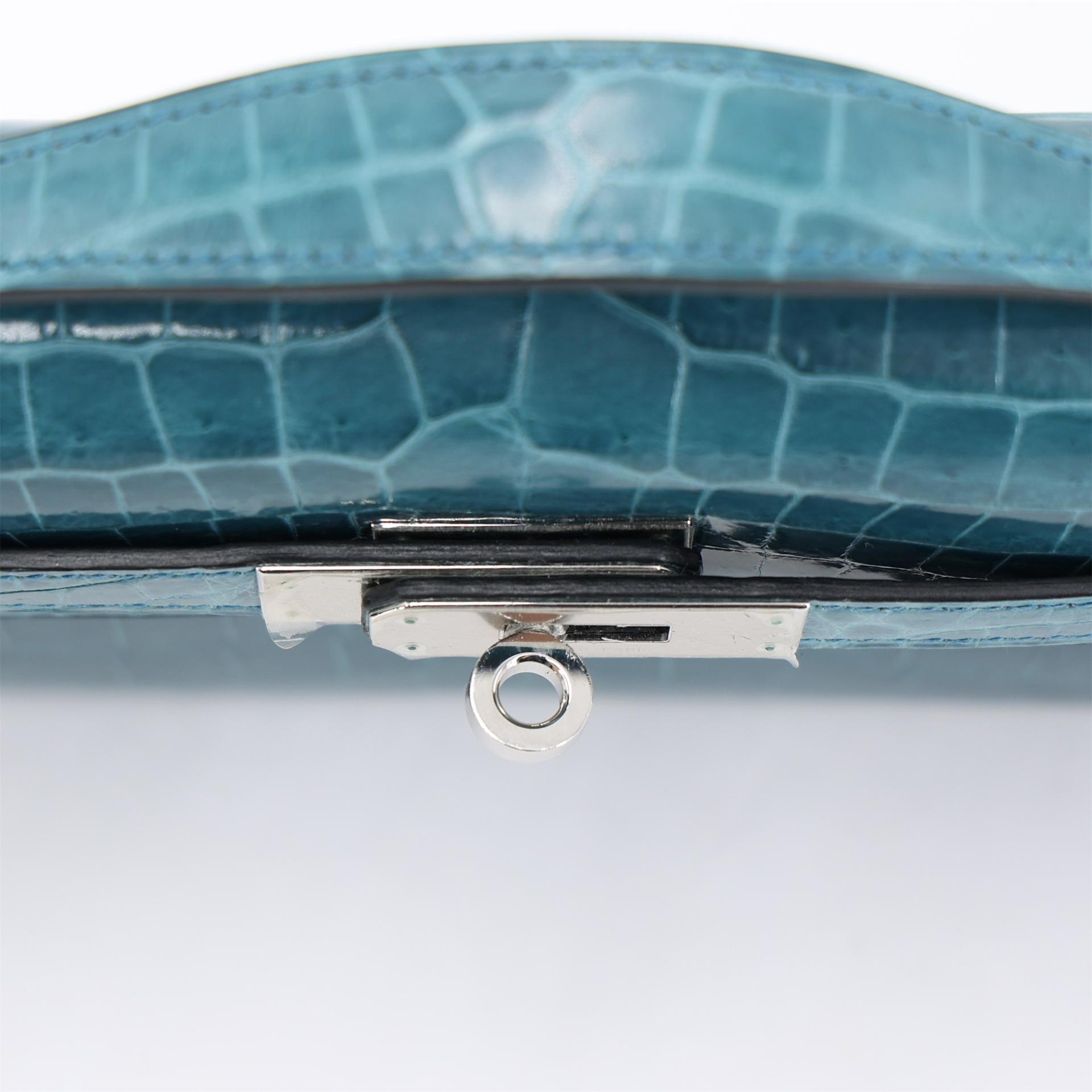 Excellent ( Rank SA ) HERMÈS Kelly Cut Colvert (1P) Shiny Niloticus Crocodile Palladium hardware T (2015) - 9