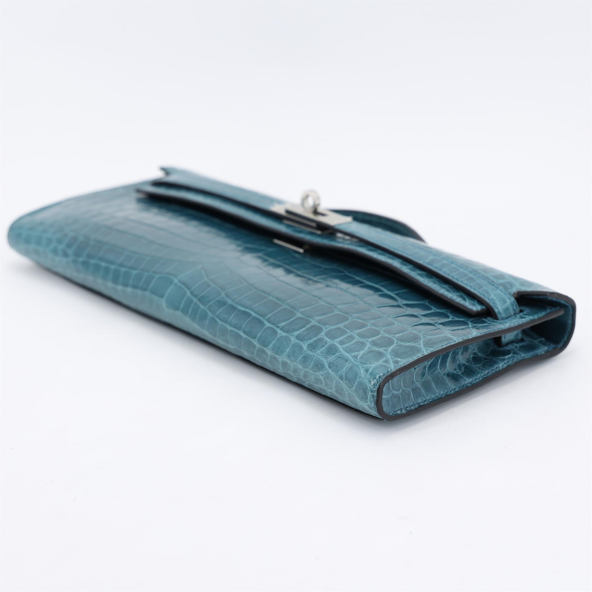 Excellent ( Rank SA ) HERMÈS Kelly Cut Colvert (1P) Shiny Niloticus Crocodile Palladium hardware T (2015) - 5