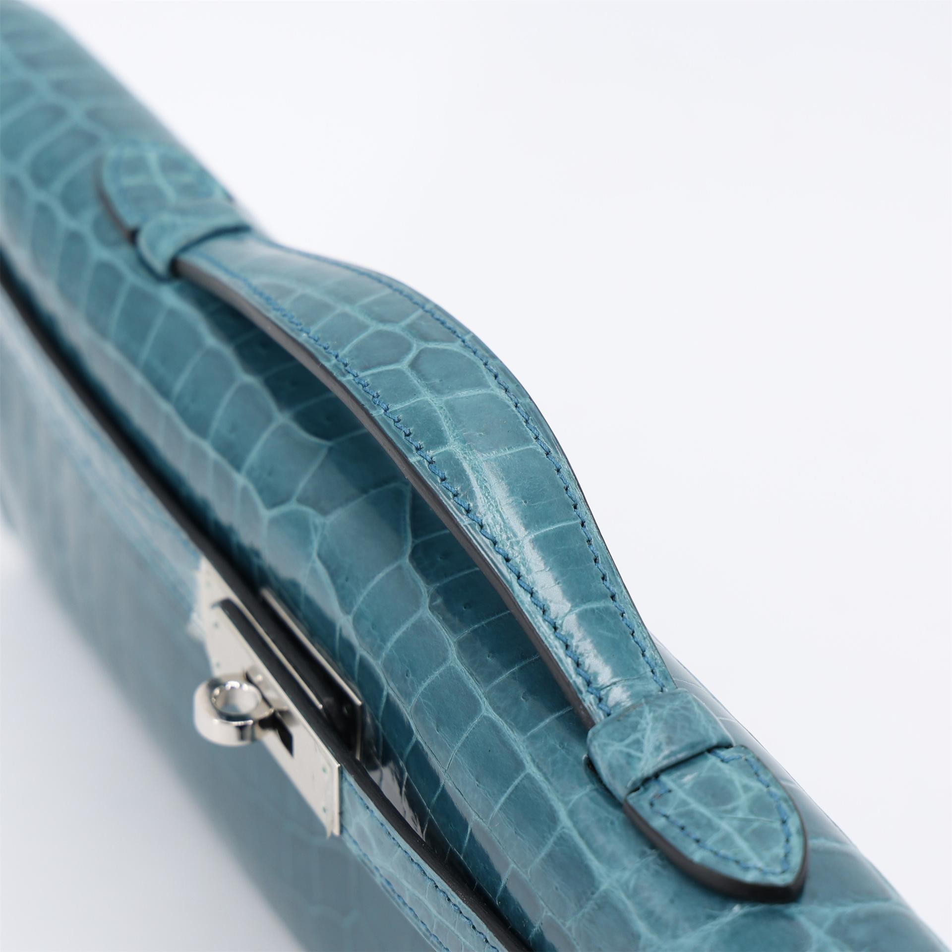 Excellent ( Rank SA ) HERMÈS Kelly Cut Colvert (1P) Shiny Niloticus Crocodile Palladium hardware T (2015) - 3