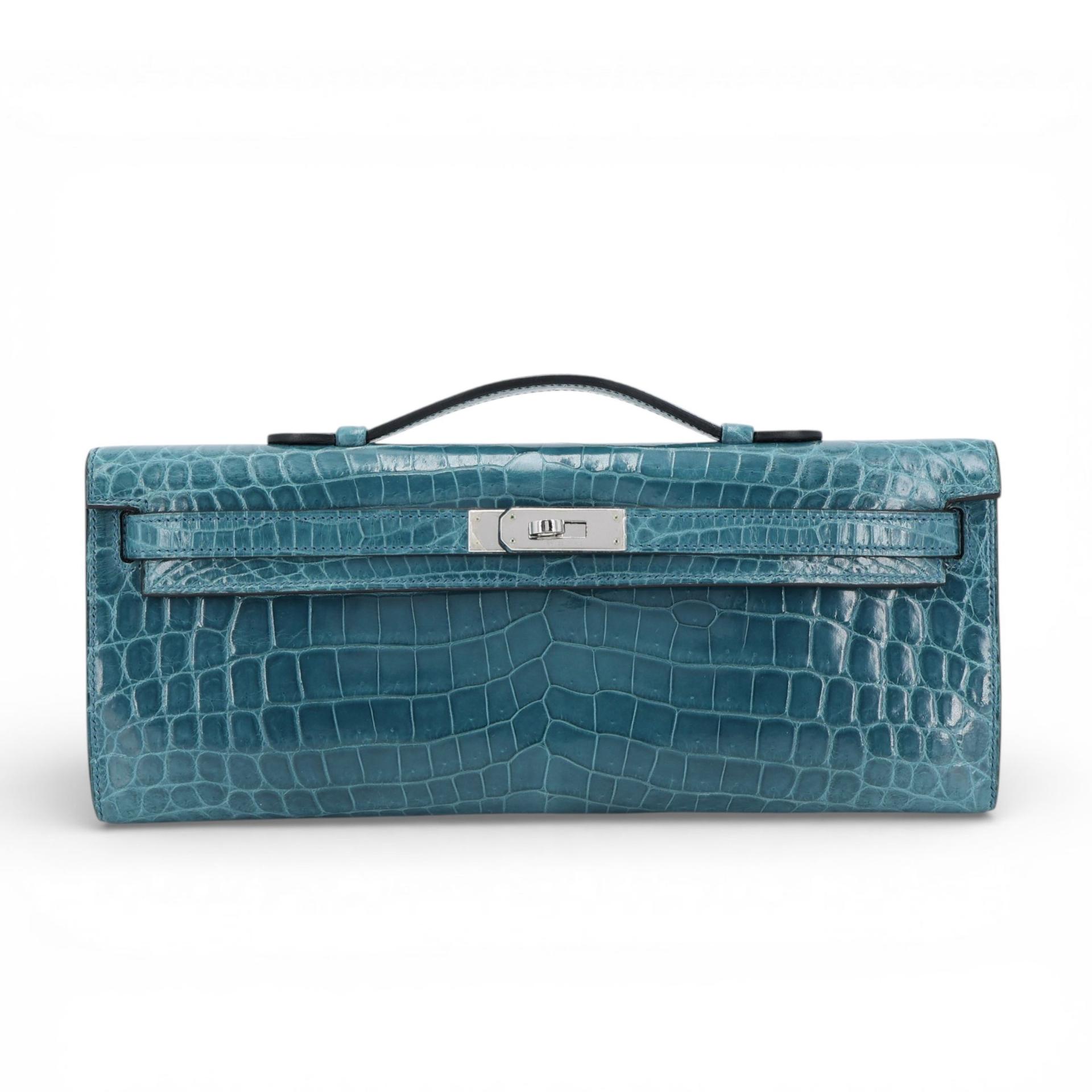 Excellent ( Rank SA ) HERMÈS Kelly Cut Colvert (1P) Shiny Niloticus Crocodile Palladium hardware T (2015) - 1