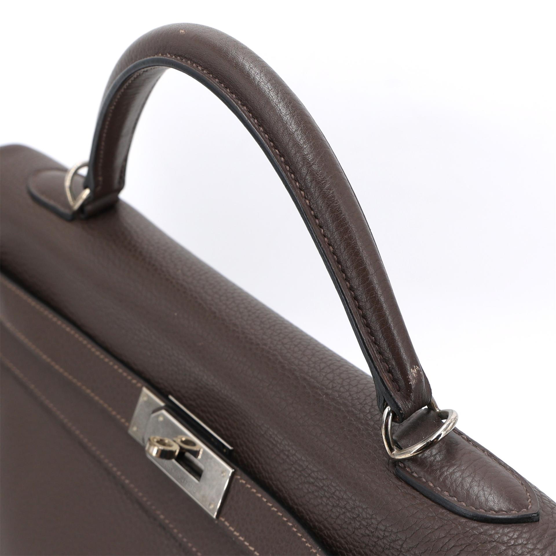 ランク A HERMÈS エルメス ケリー40 カフェ (4A) トリヨン シルバー金具 □N刻印 (2010) - 3