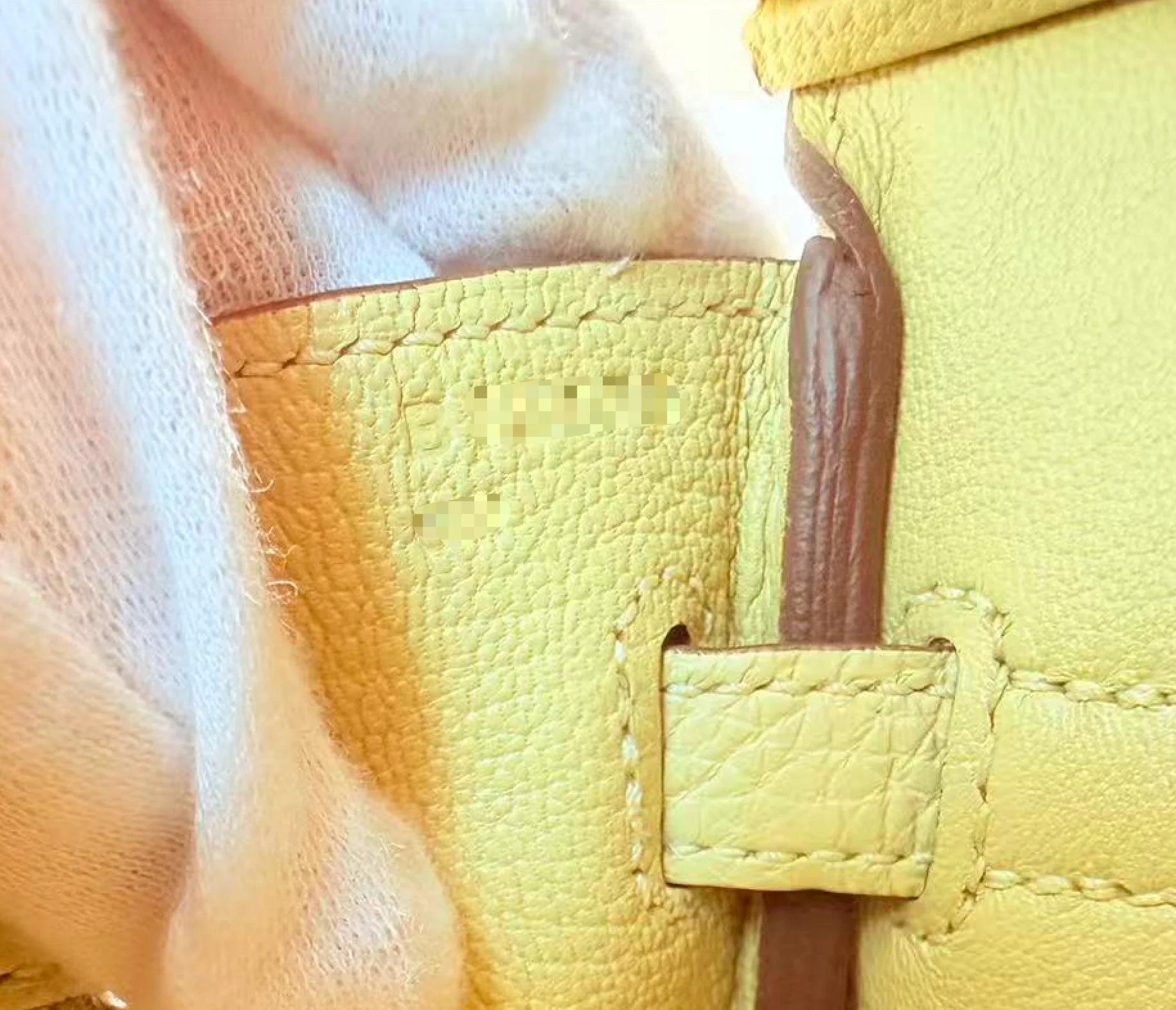 Excellent ( Rank SA ) HERMÈS Birkin 25 Jaune Poussin (1Z) Togo Palladium hardware B (2023) - 28