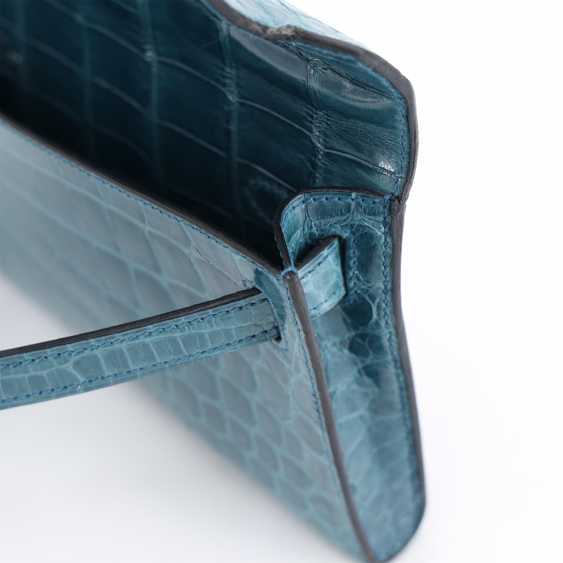 Excellent ( Rank SA ) HERMÈS Kelly Cut Colvert (1P) Shiny Niloticus Crocodile Palladium hardware T (2015) - 15