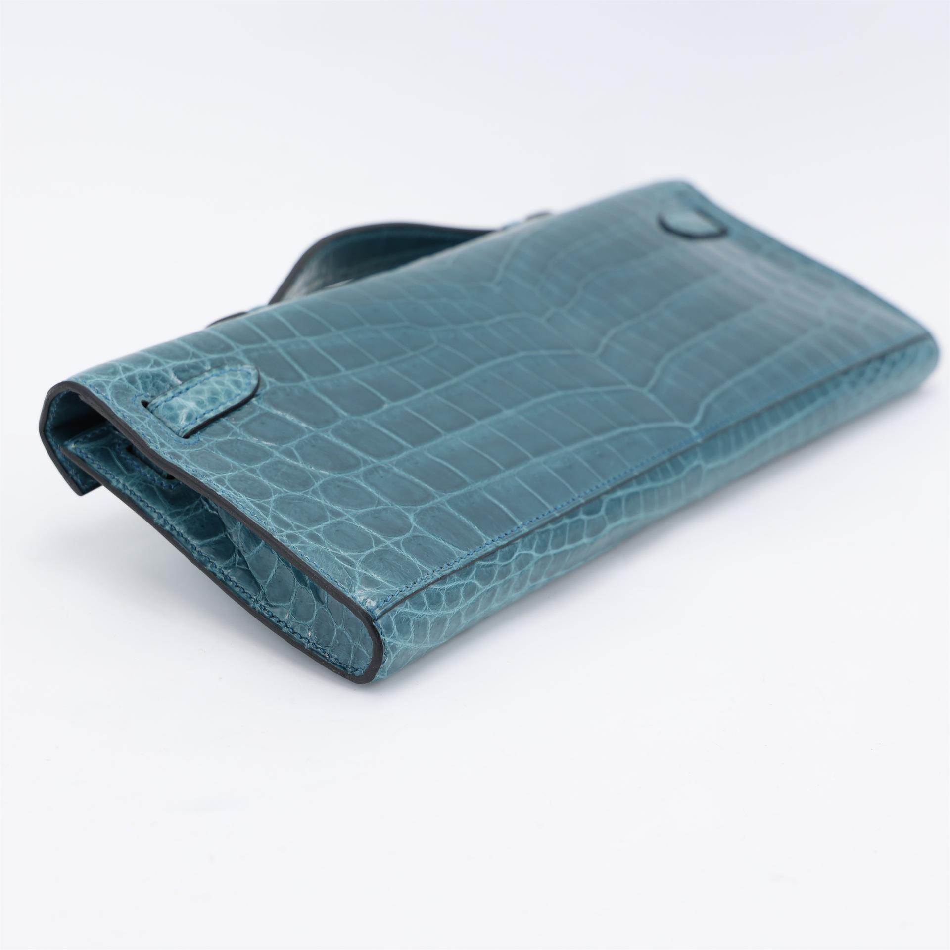 Excellent ( Rank SA ) HERMÈS Kelly Cut Colvert (1P) Shiny Niloticus Crocodile Palladium hardware T (2015) - 6