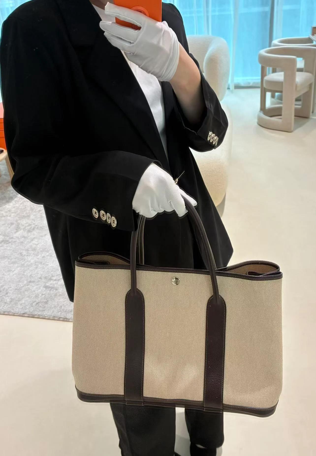 ランク A HERMÈS エルメス ガーデンパーティー PM ベブラン（T3） トワルH ヴァイキング ネゴンダ シルバー金具 □O刻印 (2011) - 4