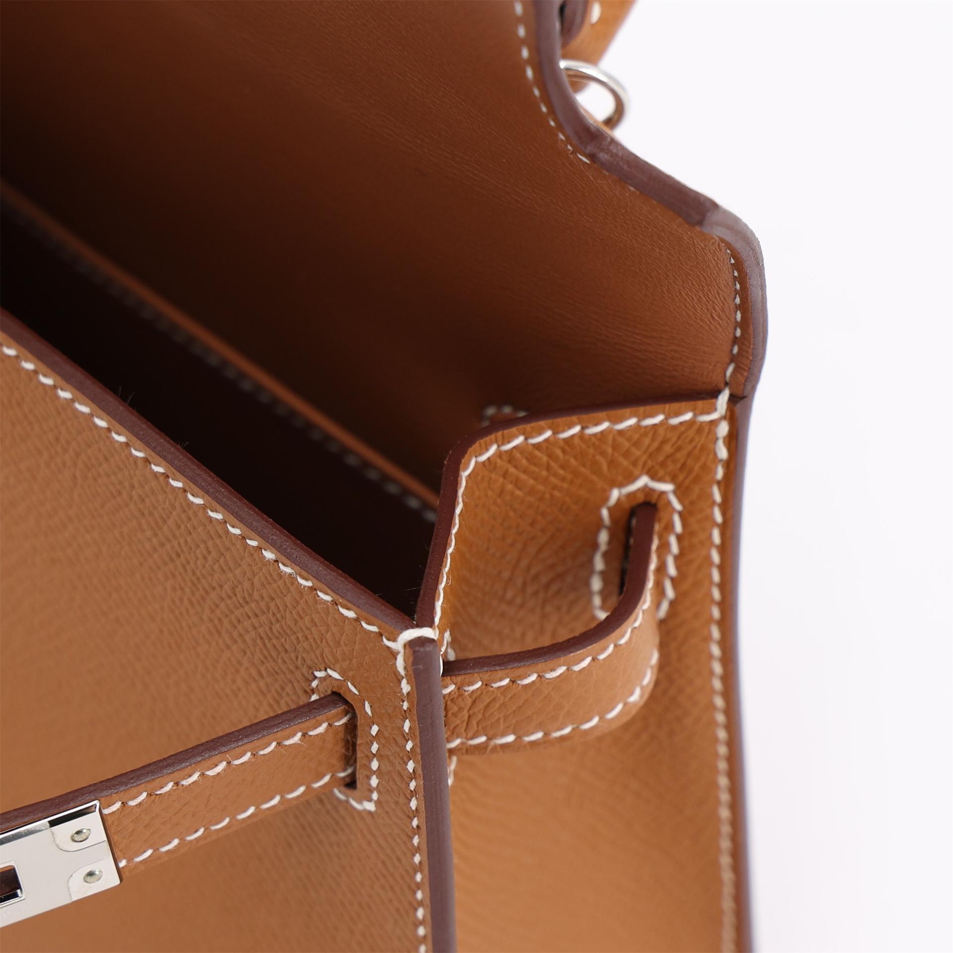 Brand New ( Rank N ) HERMÈS Mini Kelly II Gold (37) Epsom Palladium hardware K (2025) - 13