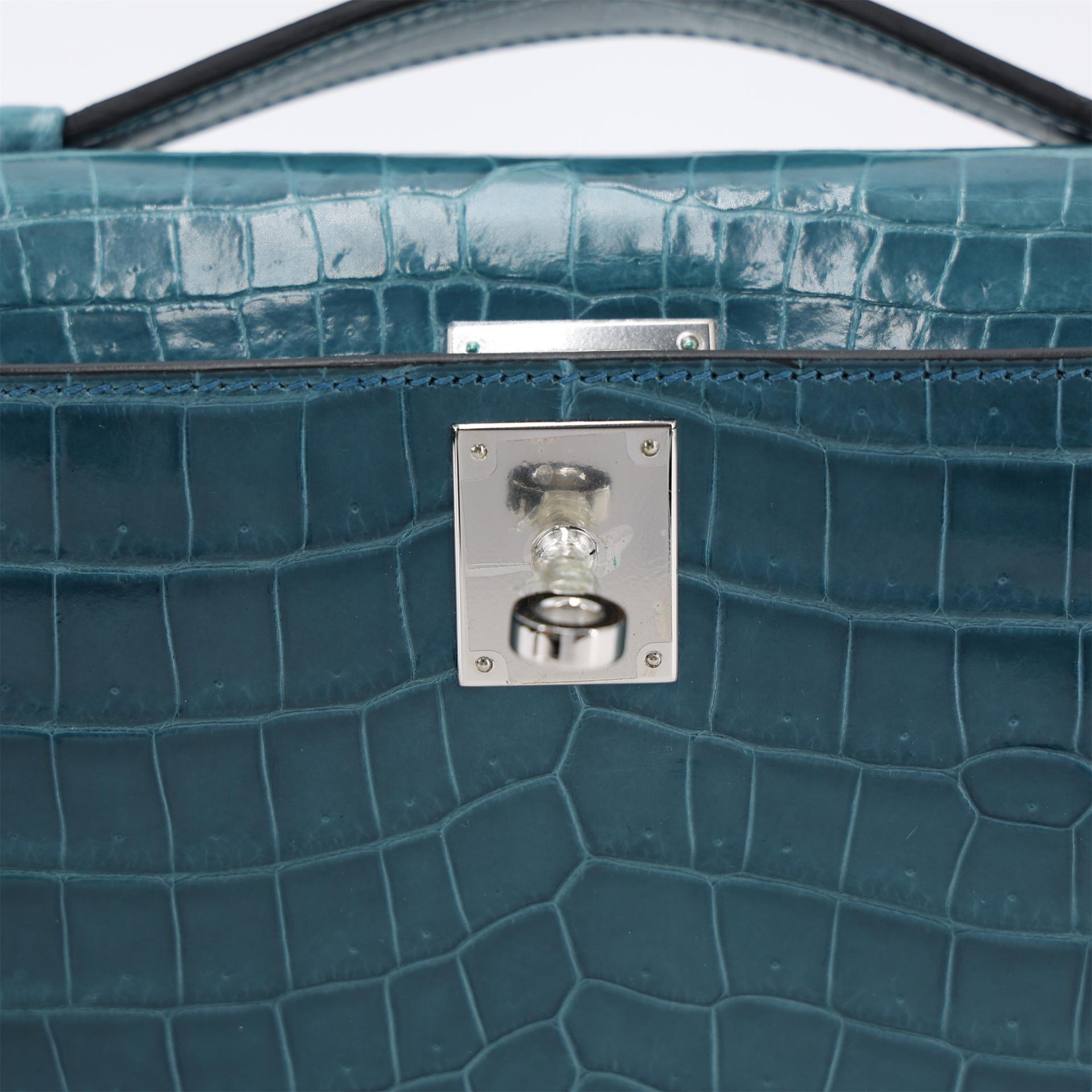 Excellent ( Rank SA ) HERMÈS Kelly Cut Colvert (1P) Shiny Niloticus Crocodile Palladium hardware T (2015) - 10