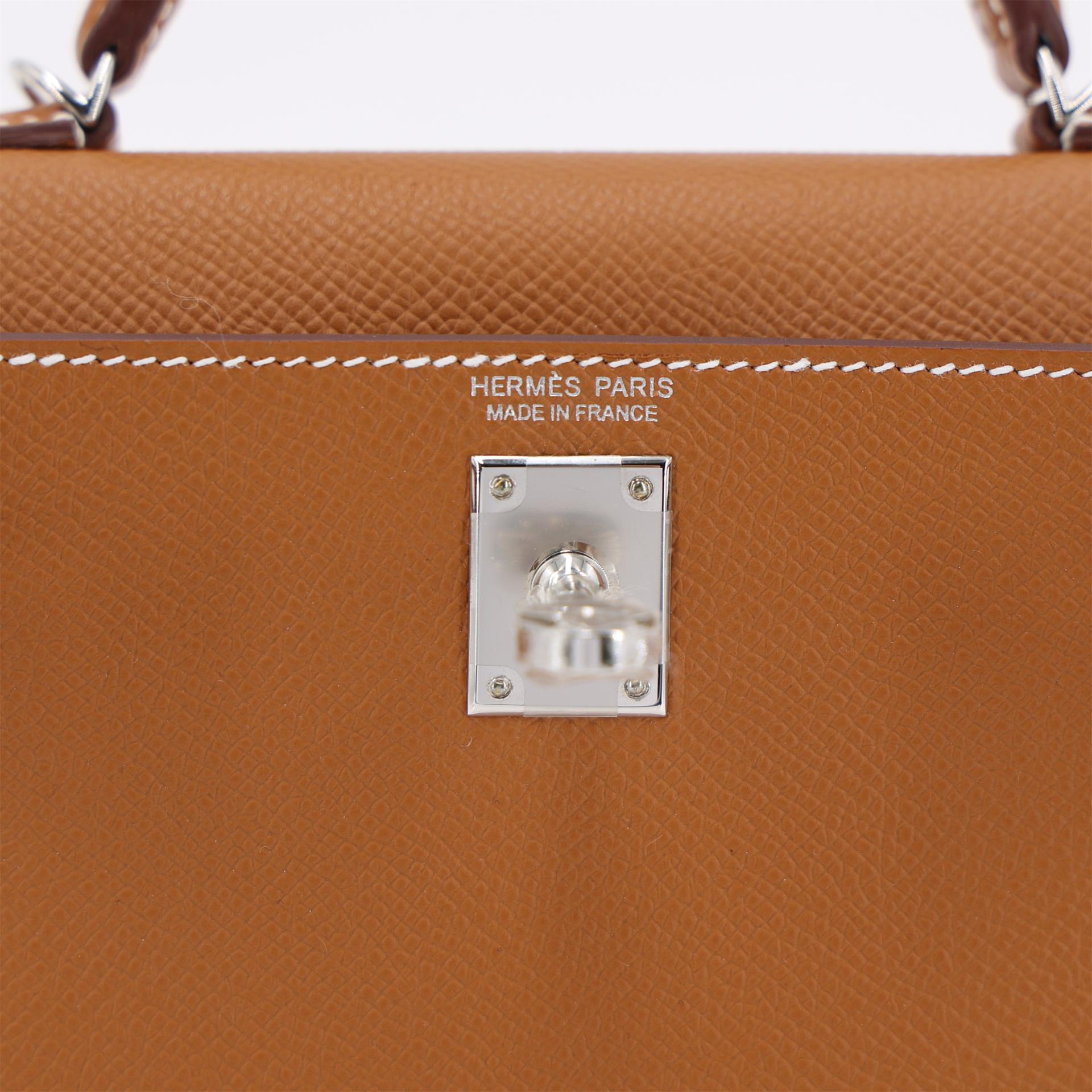 Brand New ( Rank N ) HERMÈS Mini Kelly II Gold (37) Epsom Palladium hardware K (2025) - 10