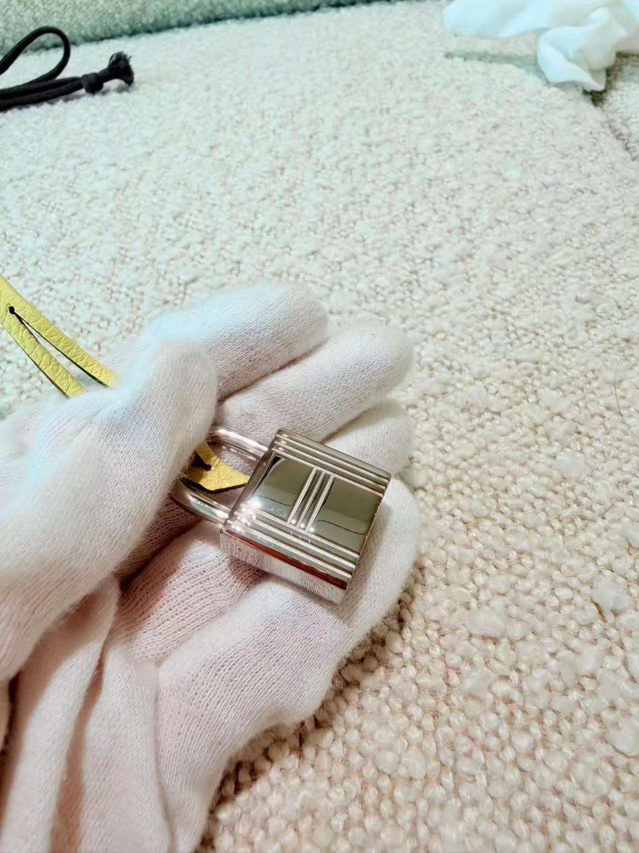 Excellent ( Rank SA ) HERMÈS Birkin 25 Jaune Poussin (1Z) Togo Palladium hardware B (2023) - 23