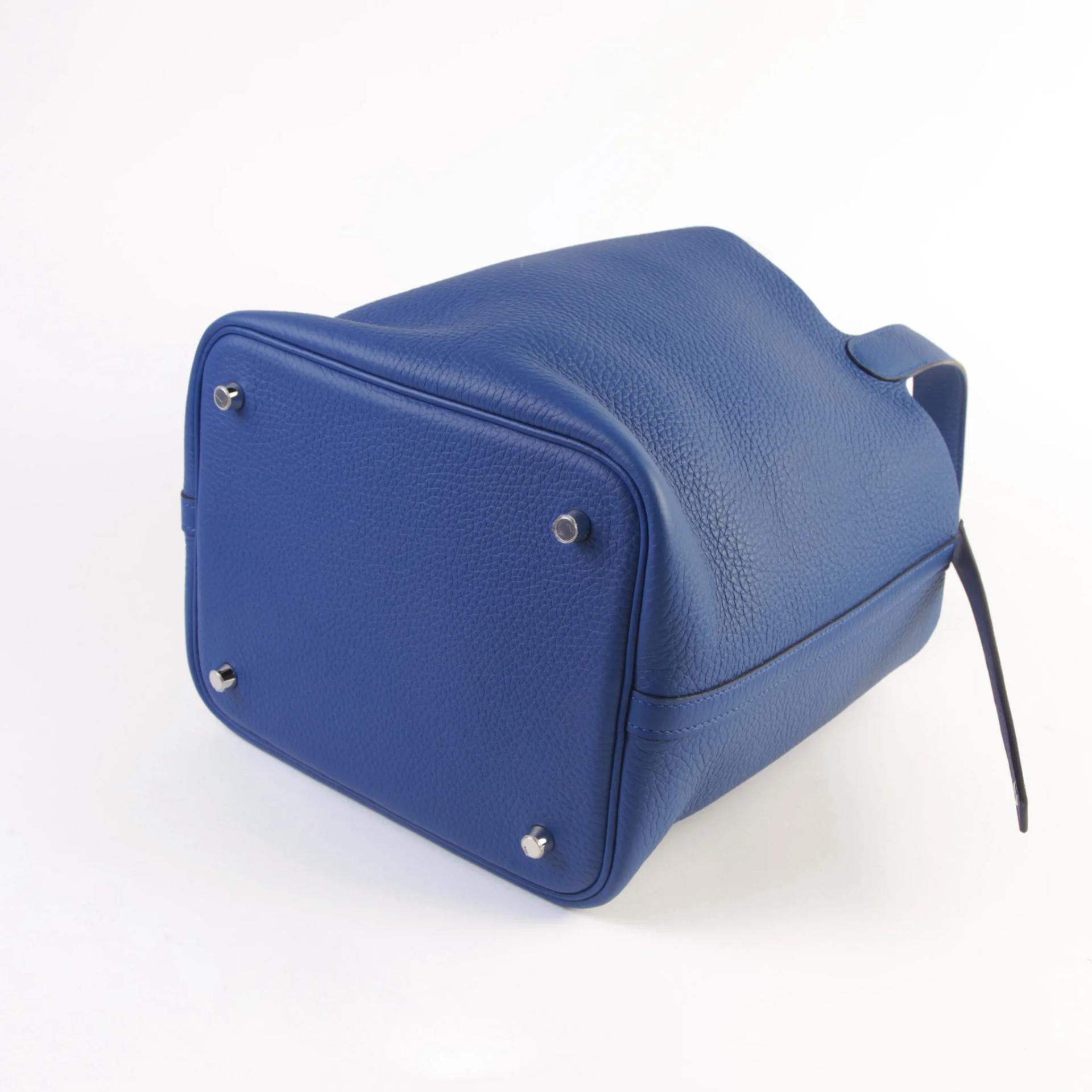 Unused ( Rank NS ) HERMÈS Picotin Lock MM Bleu Tie (P5) Clemence Palladium hardware W (2024) - 7