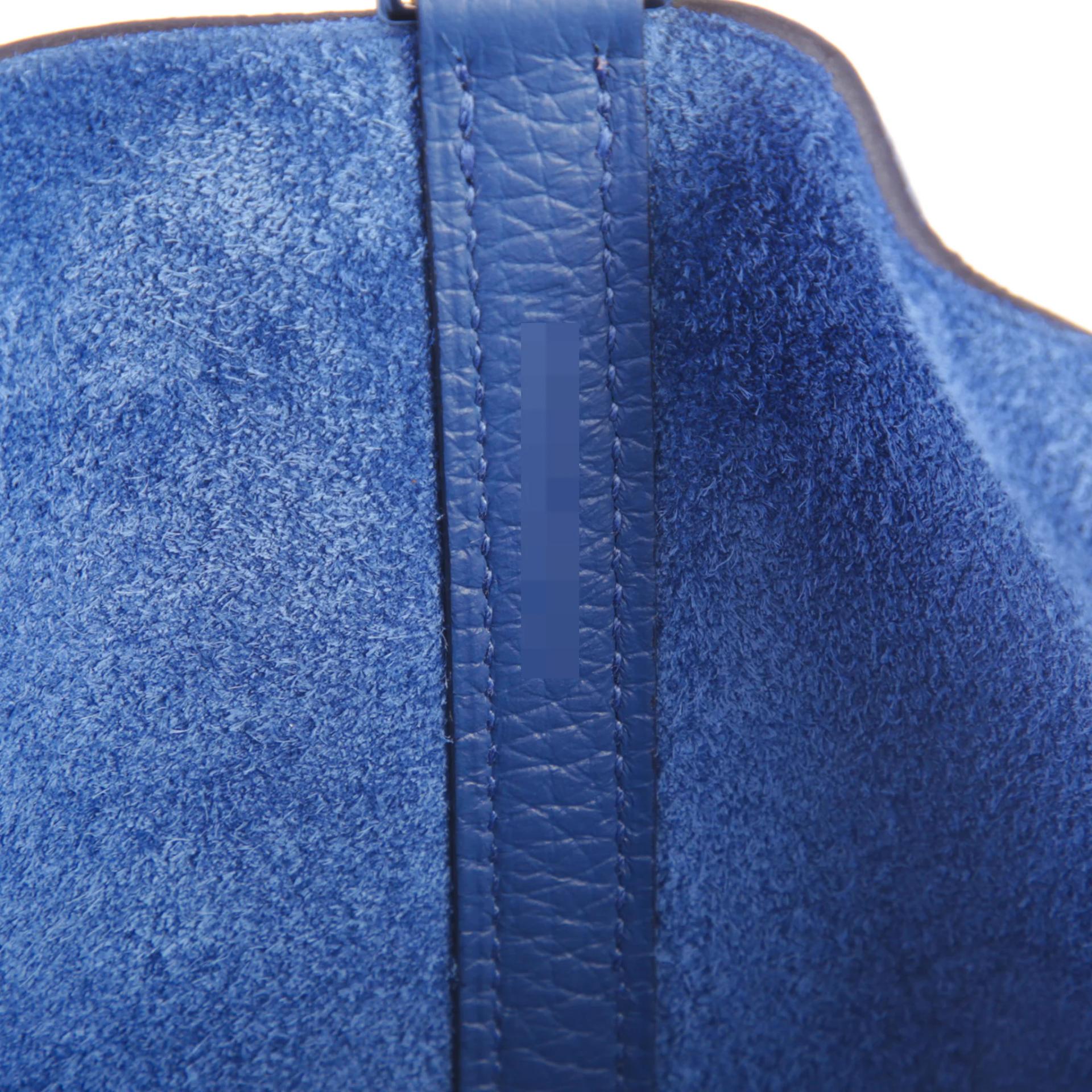 Unused ( Rank NS ) HERMÈS Picotin Lock MM Bleu Tie (P5) Clemence Palladium hardware W (2024) - 11