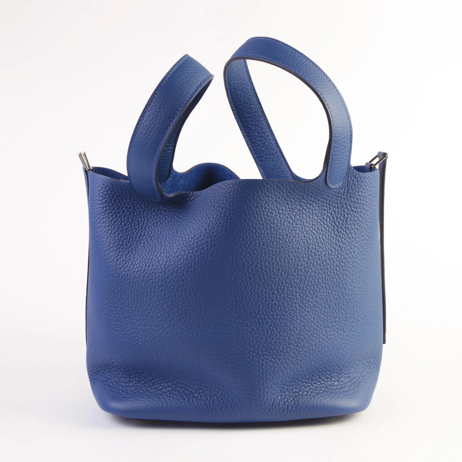 Unused ( Rank NS ) HERMÈS Picotin Lock MM Bleu Tie (P5) Clemence Palladium hardware W (2024) - 4