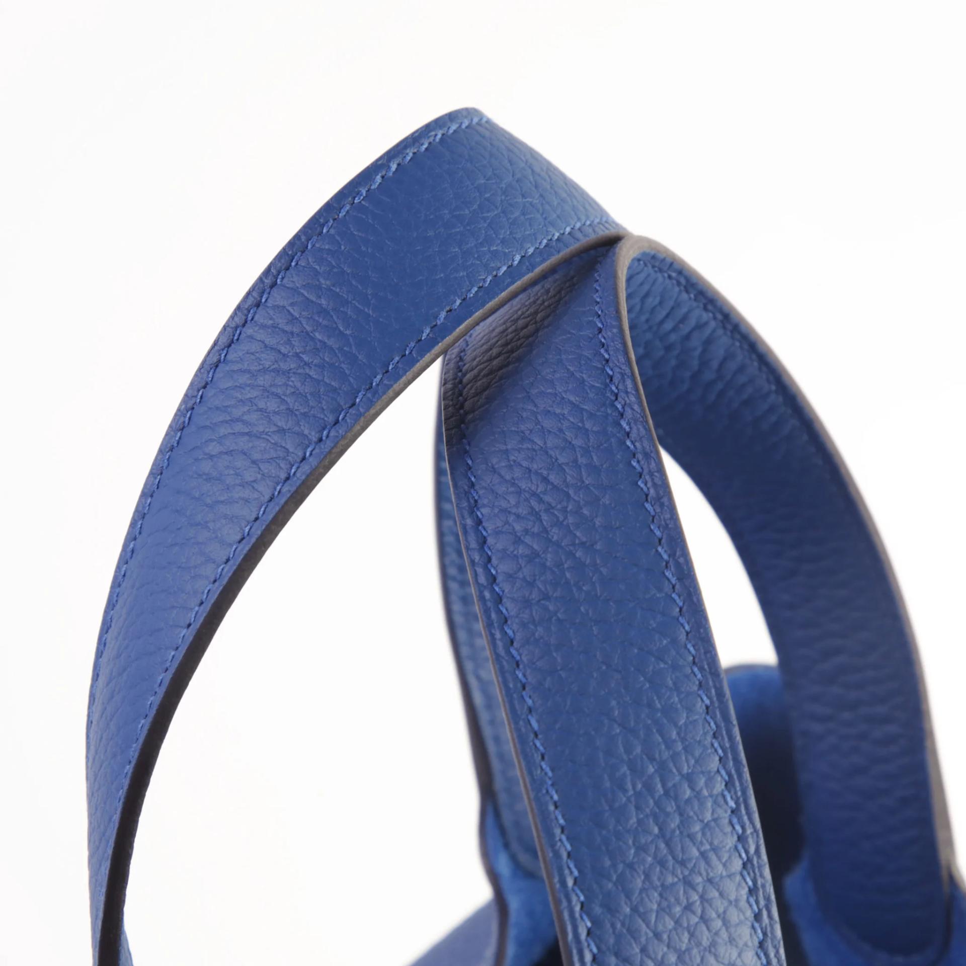 Unused ( Rank NS ) HERMÈS Picotin Lock MM Bleu Tie (P5) Clemence Palladium hardware W (2024) - 3