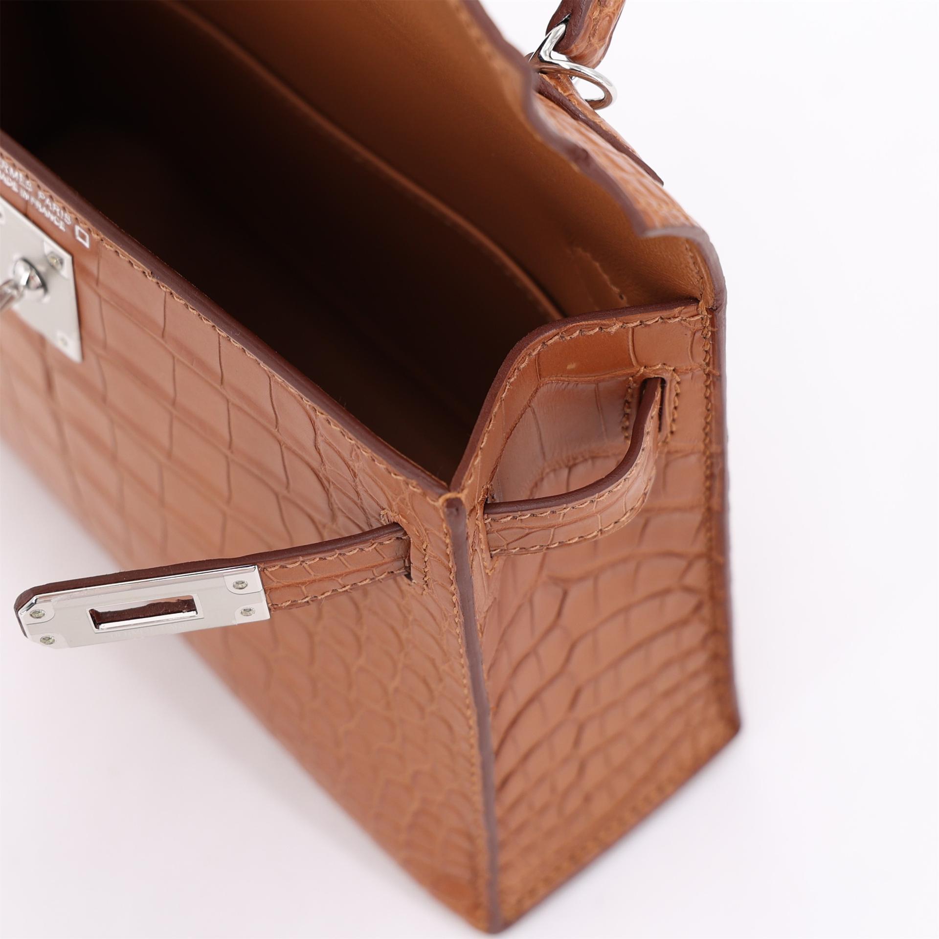 ランク NS 未使用品 HERMÈS エルメス ミニケリー2 ゴールド (37) クロコダイル アリゲーター マット シルバー金具 W刻印 (2024) - 13
