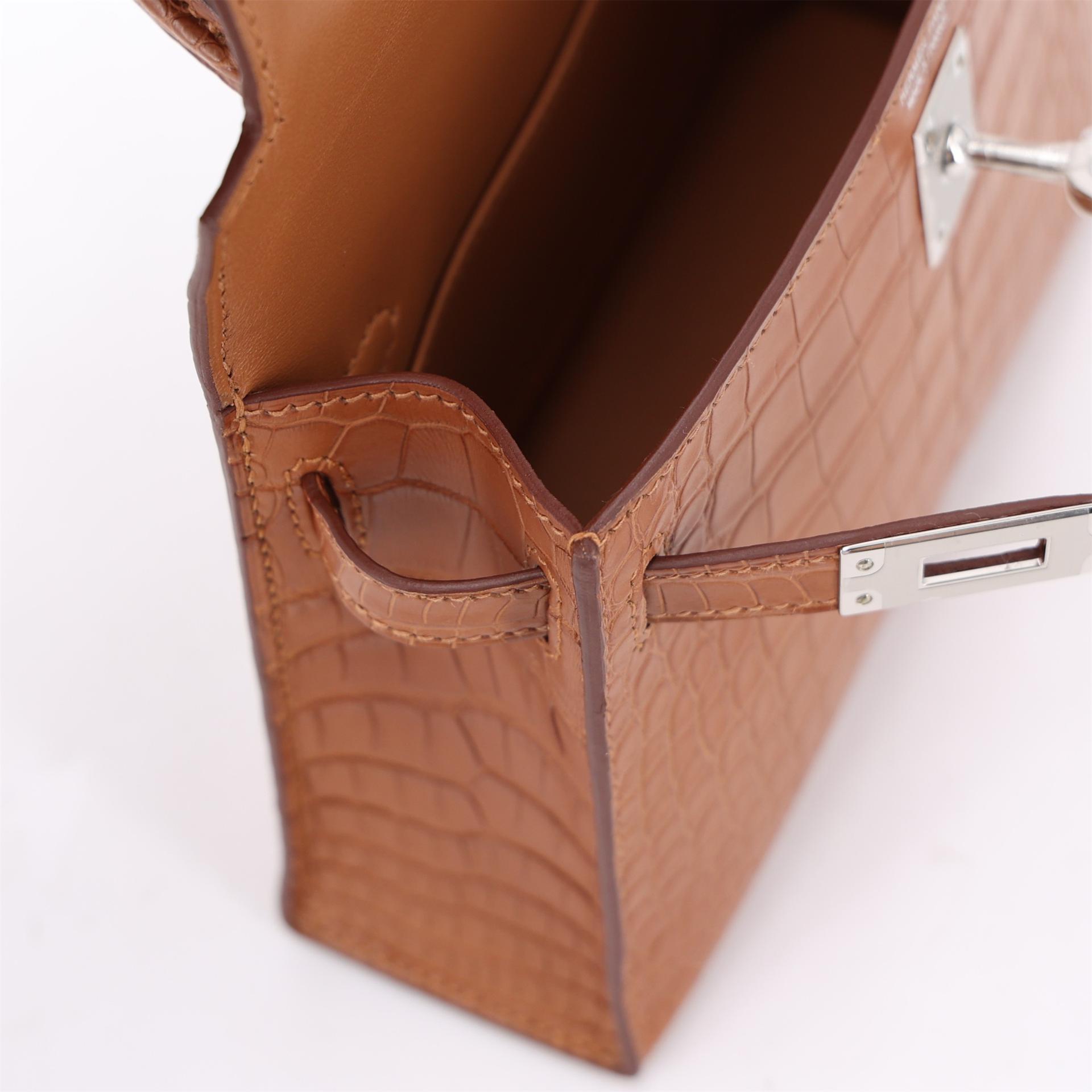 ランク NS 未使用品 HERMÈS エルメス ミニケリー2 ゴールド (37) クロコダイル アリゲーター マット シルバー金具 W刻印 (2024) - 12