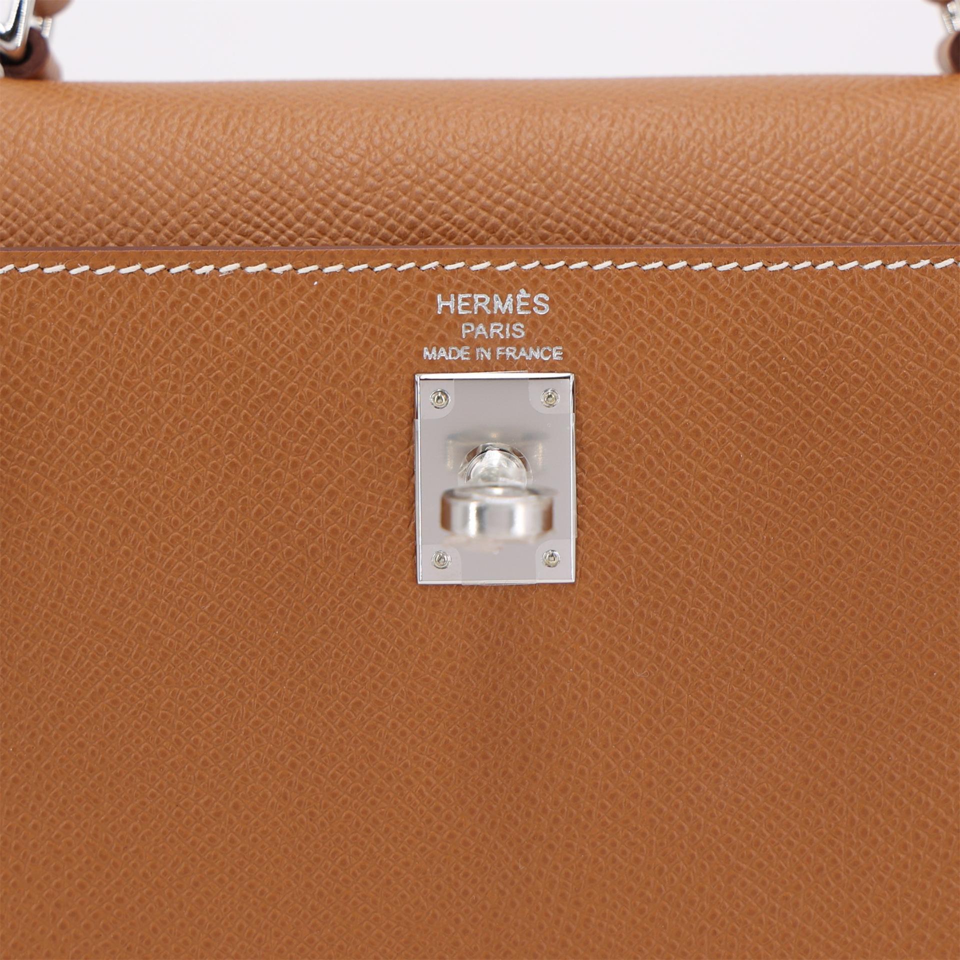 Brand New ( Rank N ) HERMÈS Kelly 25 Gold (37) Epsom Palladium hardware K (2025) - 9