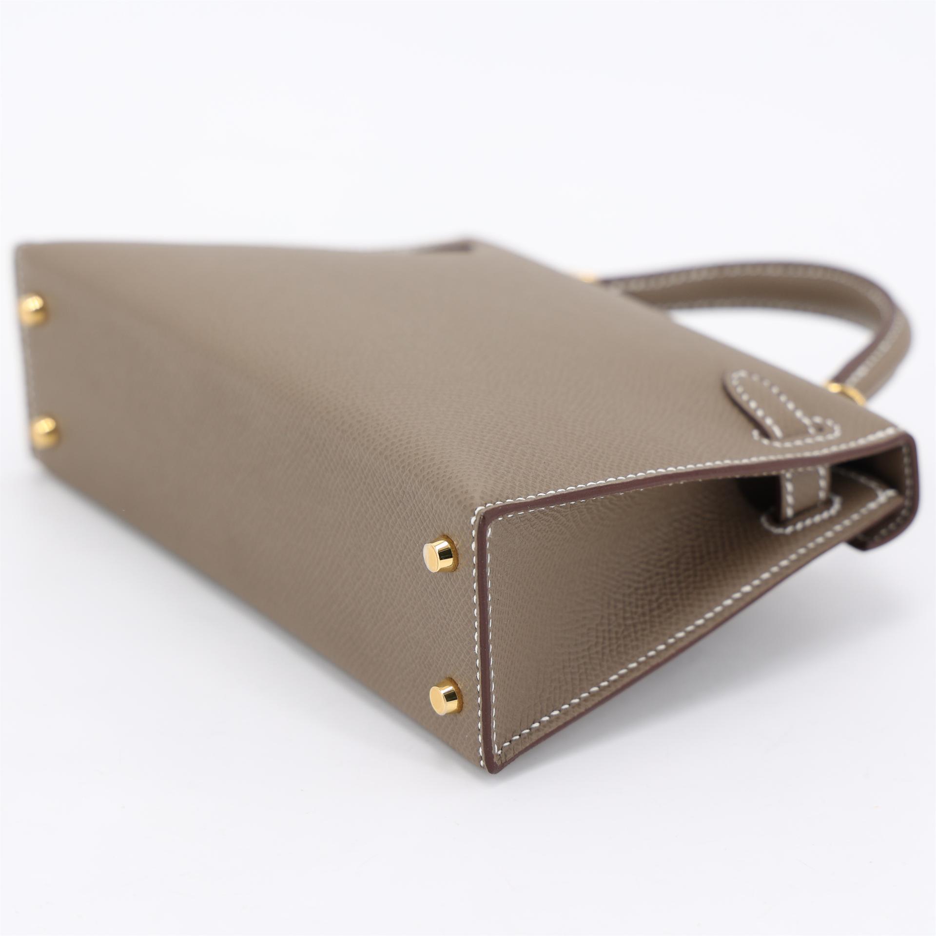 Unused ( Rank NS ) HERMÈS Mini Kelly II Etoupe (18) Epsom Gold hardware W (2024) - 7