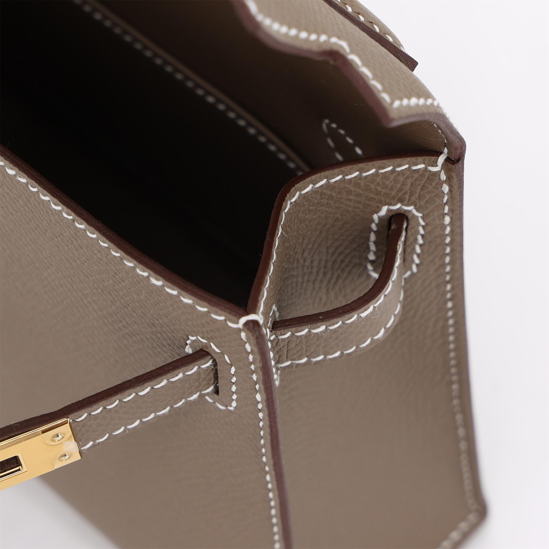 Unused ( Rank NS ) HERMÈS Mini Kelly II Etoupe (18) Epsom Gold hardware W (2024) - 13