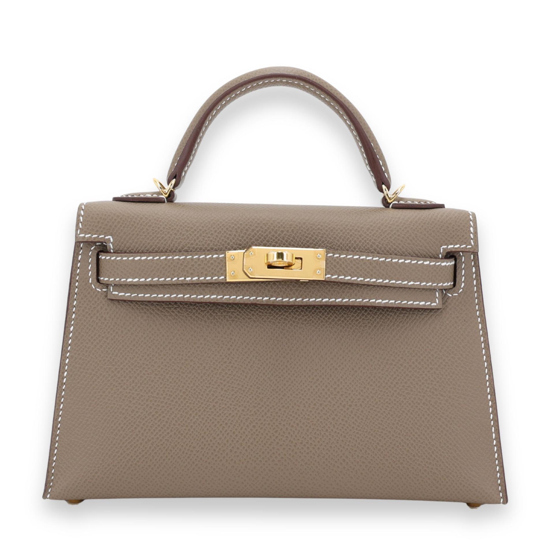 Unused ( Rank NS ) HERMÈS Mini Kelly II Etoupe (18) Epsom Gold hardware W (2024) - 1