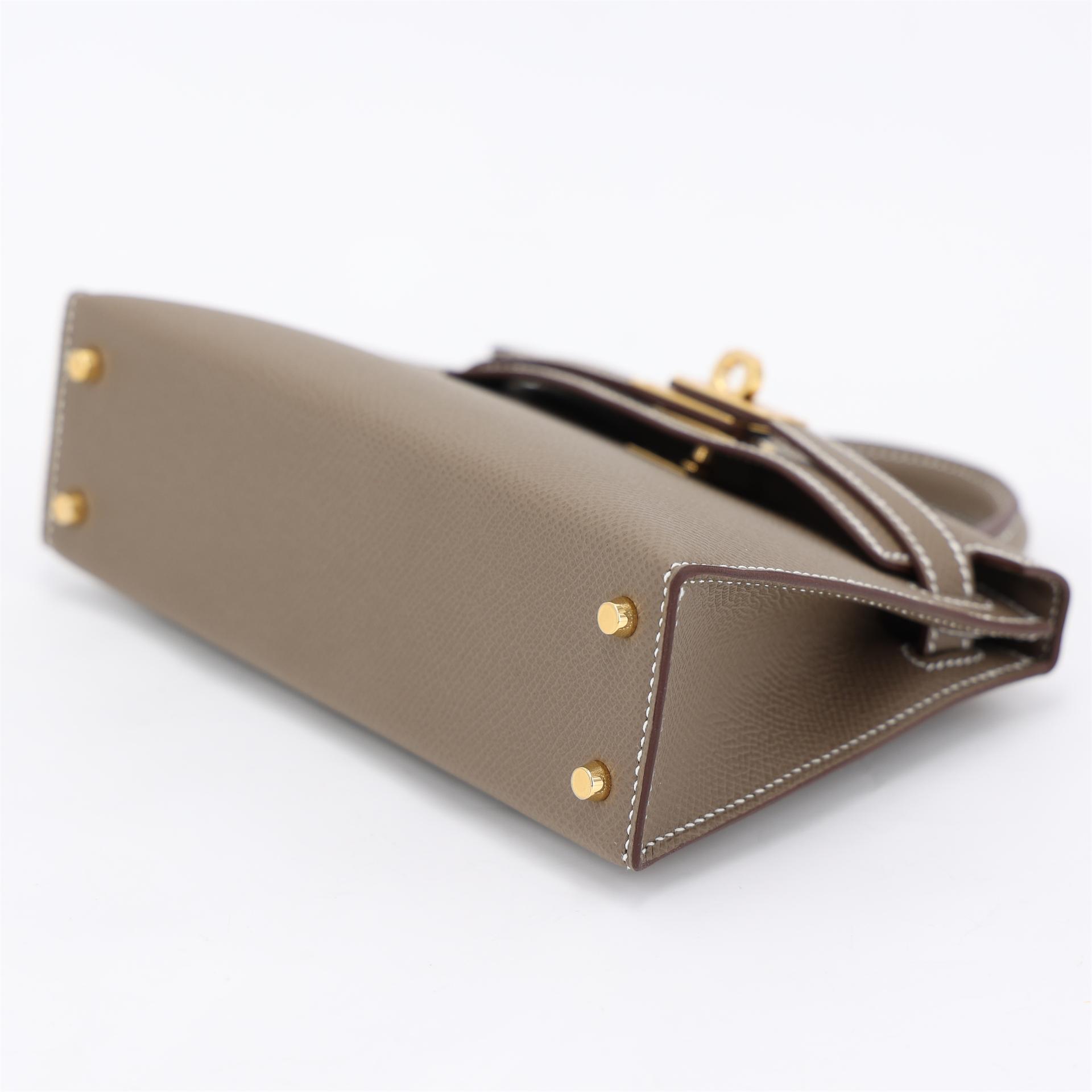 Unused ( Rank NS ) HERMÈS Mini Kelly II Etoupe (18) Epsom Gold hardware W (2024) - 5
