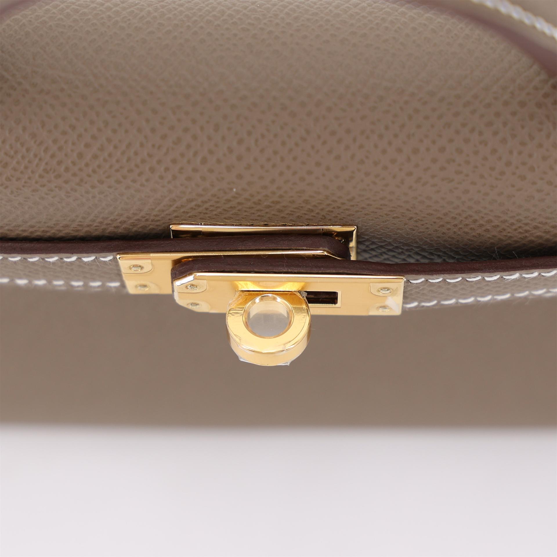 Unused ( Rank NS ) HERMÈS Mini Kelly II Etoupe (18) Epsom Gold hardware W (2024) - 9