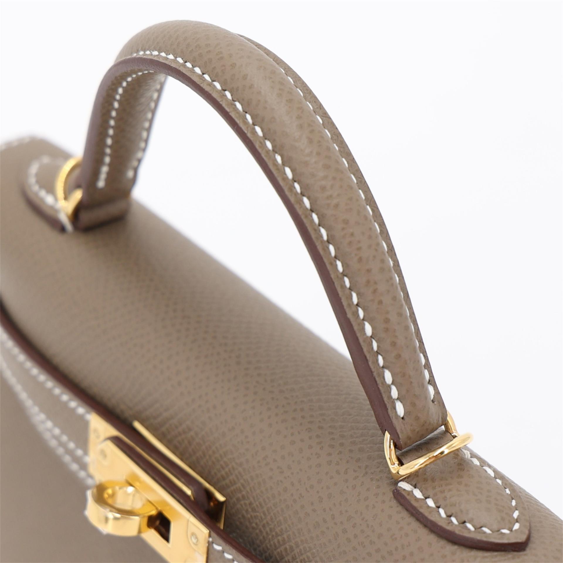 Unused ( Rank NS ) HERMÈS Mini Kelly II Etoupe (18) Epsom Gold hardware W (2024) - 3