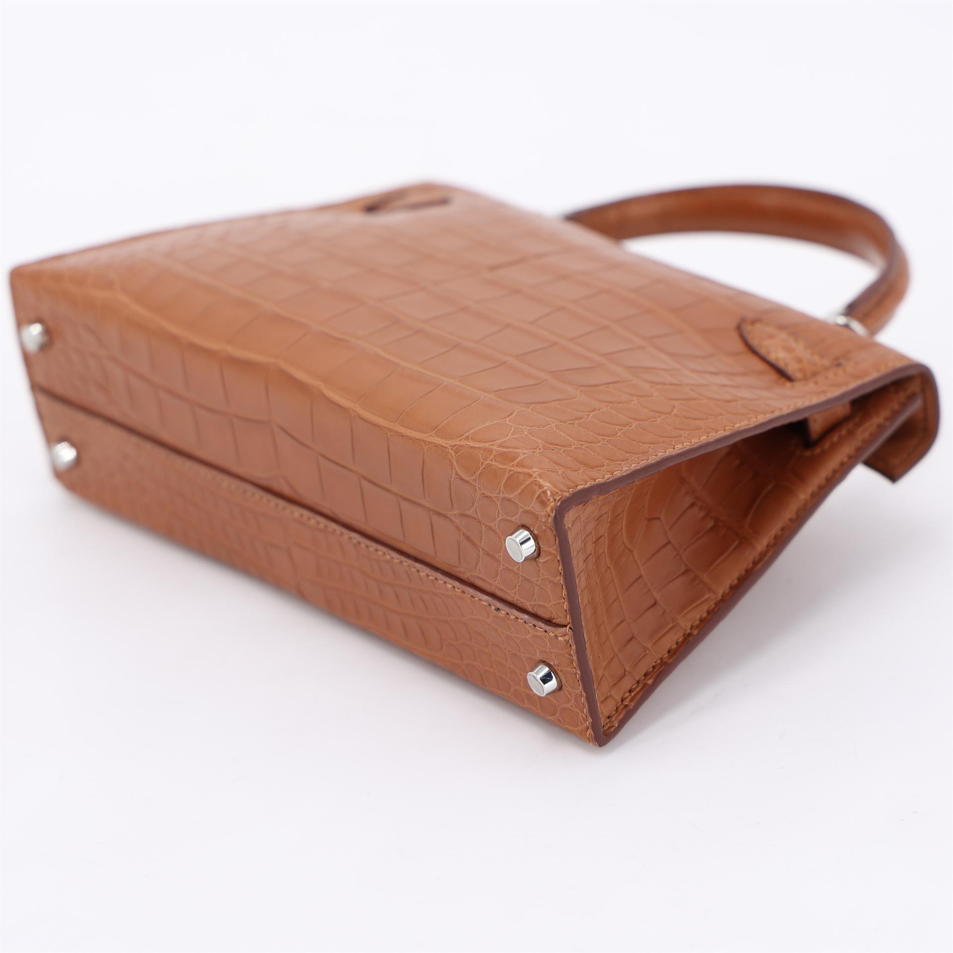 ランク NS 未使用品 HERMÈS エルメス ミニケリー2 ゴールド (37) クロコダイル アリゲーター マット シルバー金具 W刻印 (2024) - 7