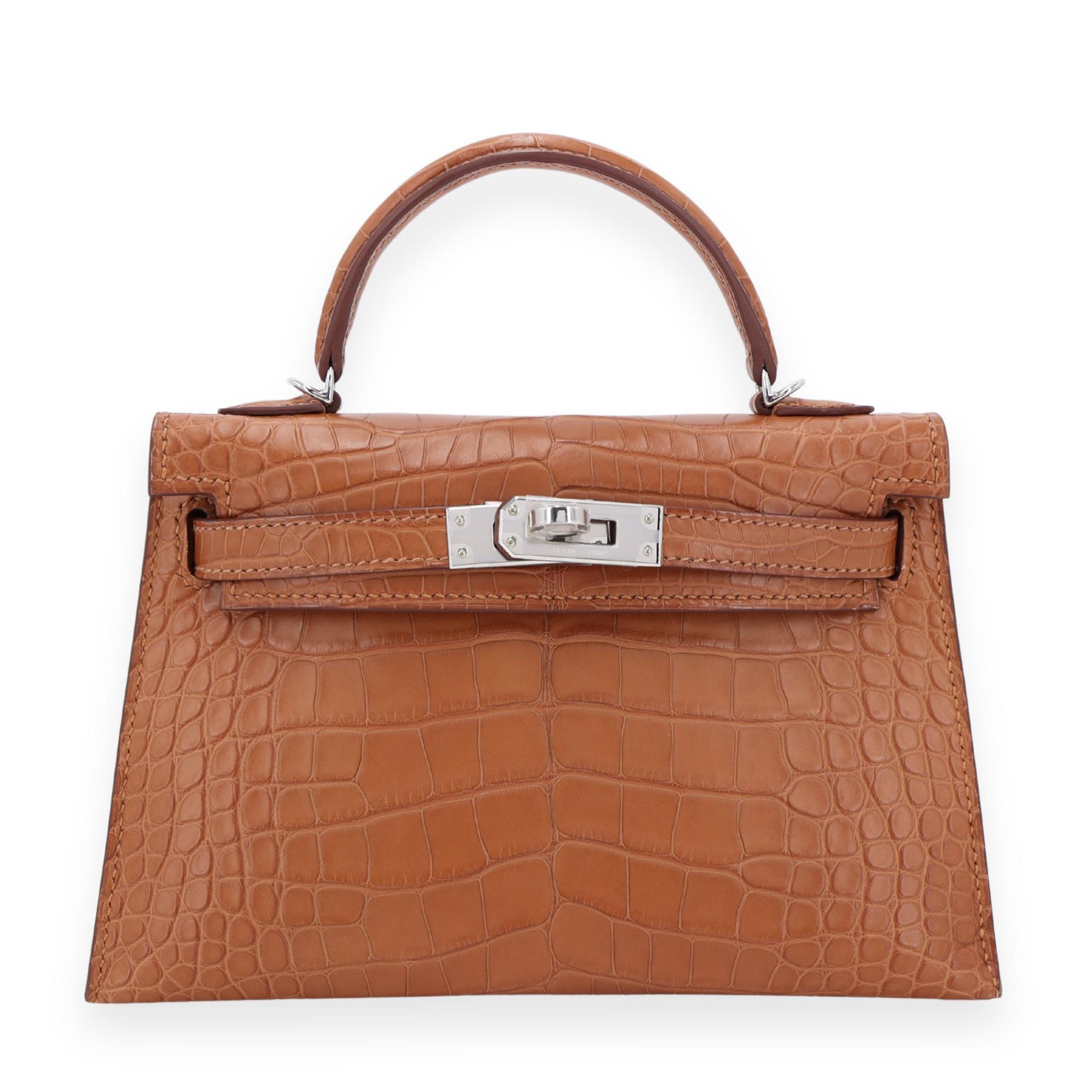 ランク NS 未使用品 HERMÈS エルメス ミニケリー2 ゴールド (37) クロコダイル アリゲーター マット シルバー金具 W刻印 (2024) - 1