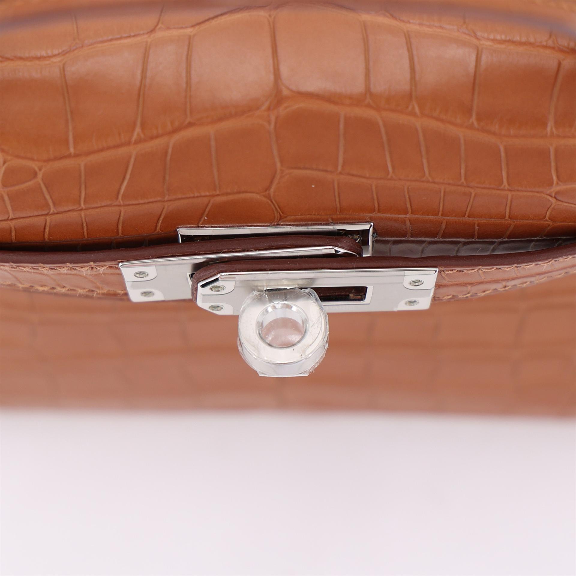 ランク NS 未使用品 HERMÈS エルメス ミニケリー2 ゴールド (37) クロコダイル アリゲーター マット シルバー金具 W刻印 (2024) - 9