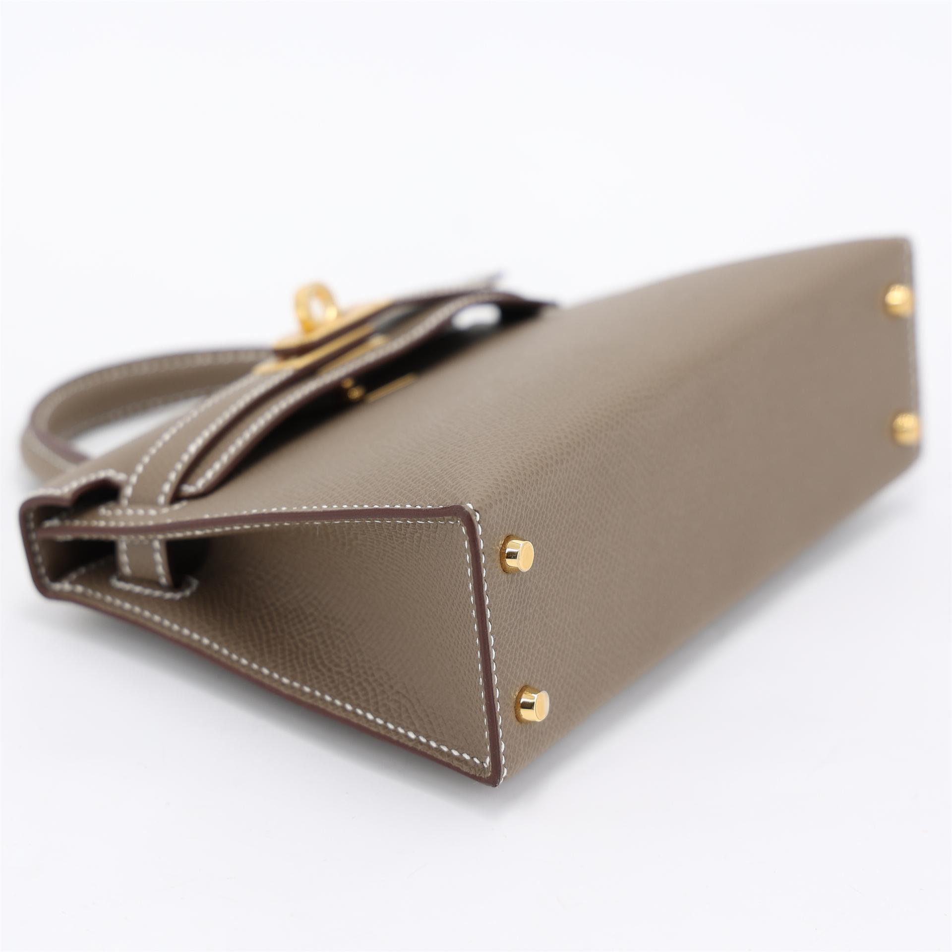 Unused ( Rank NS ) HERMÈS Mini Kelly II Etoupe (18) Epsom Gold hardware W (2024) - 4