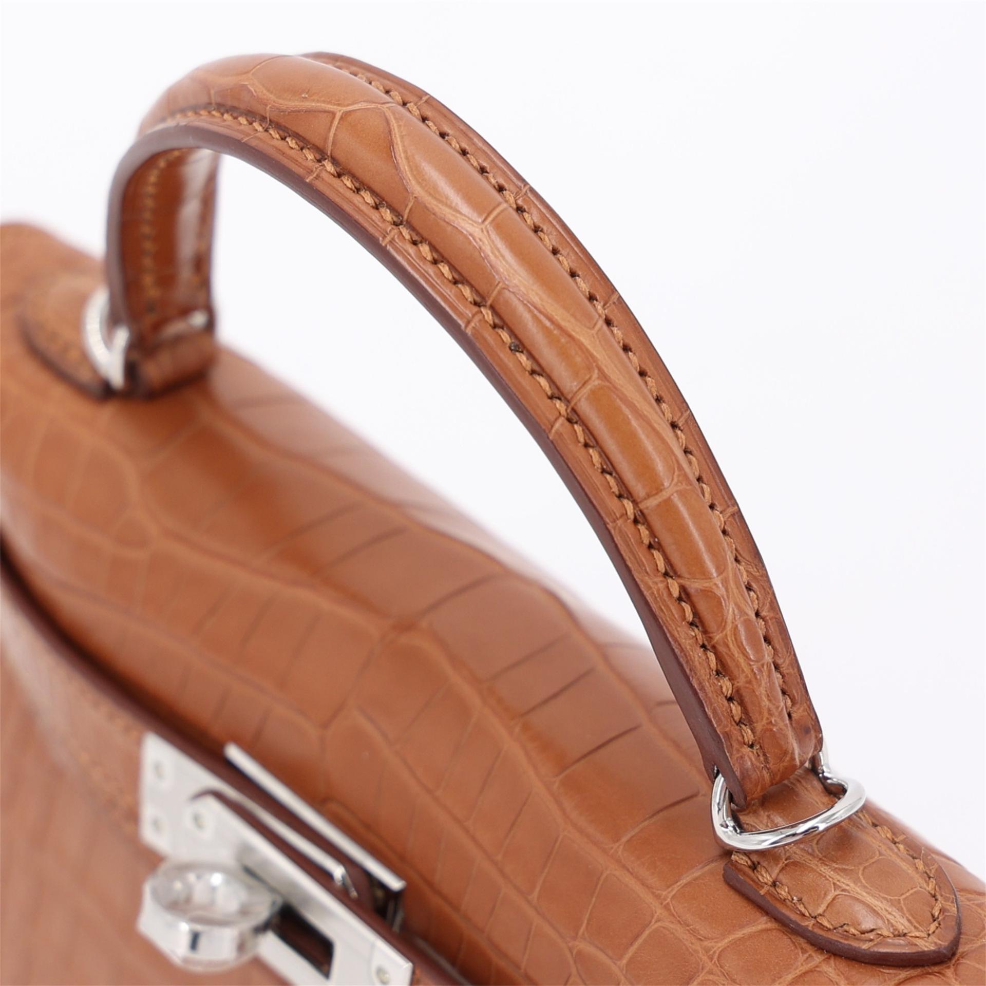 ランク NS 未使用品 HERMÈS エルメス ミニケリー2 ゴールド (37) クロコダイル アリゲーター マット シルバー金具 W刻印 (2024) - 3