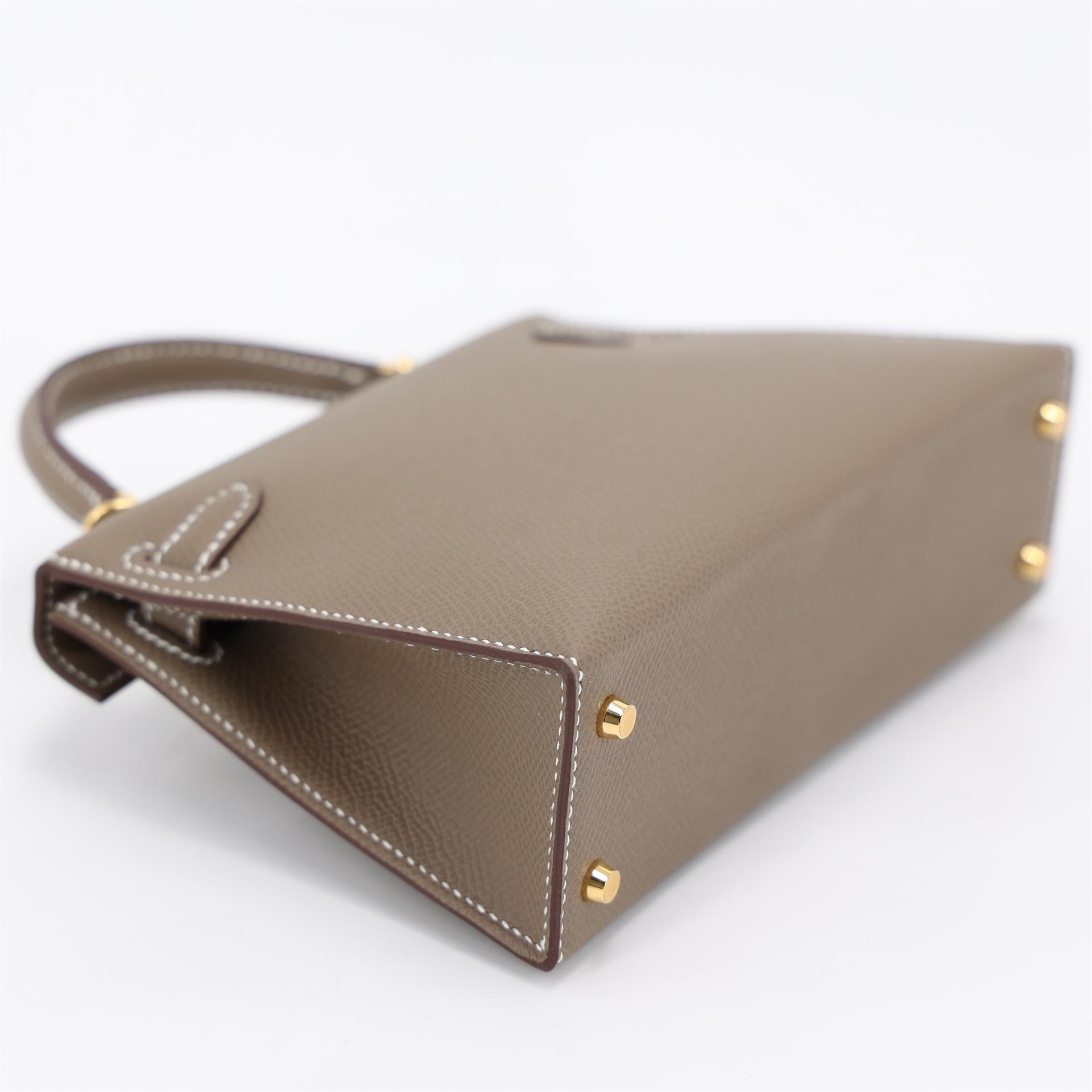 Unused ( Rank NS ) HERMÈS Mini Kelly II Etoupe (18) Epsom Gold hardware W (2024) - 6