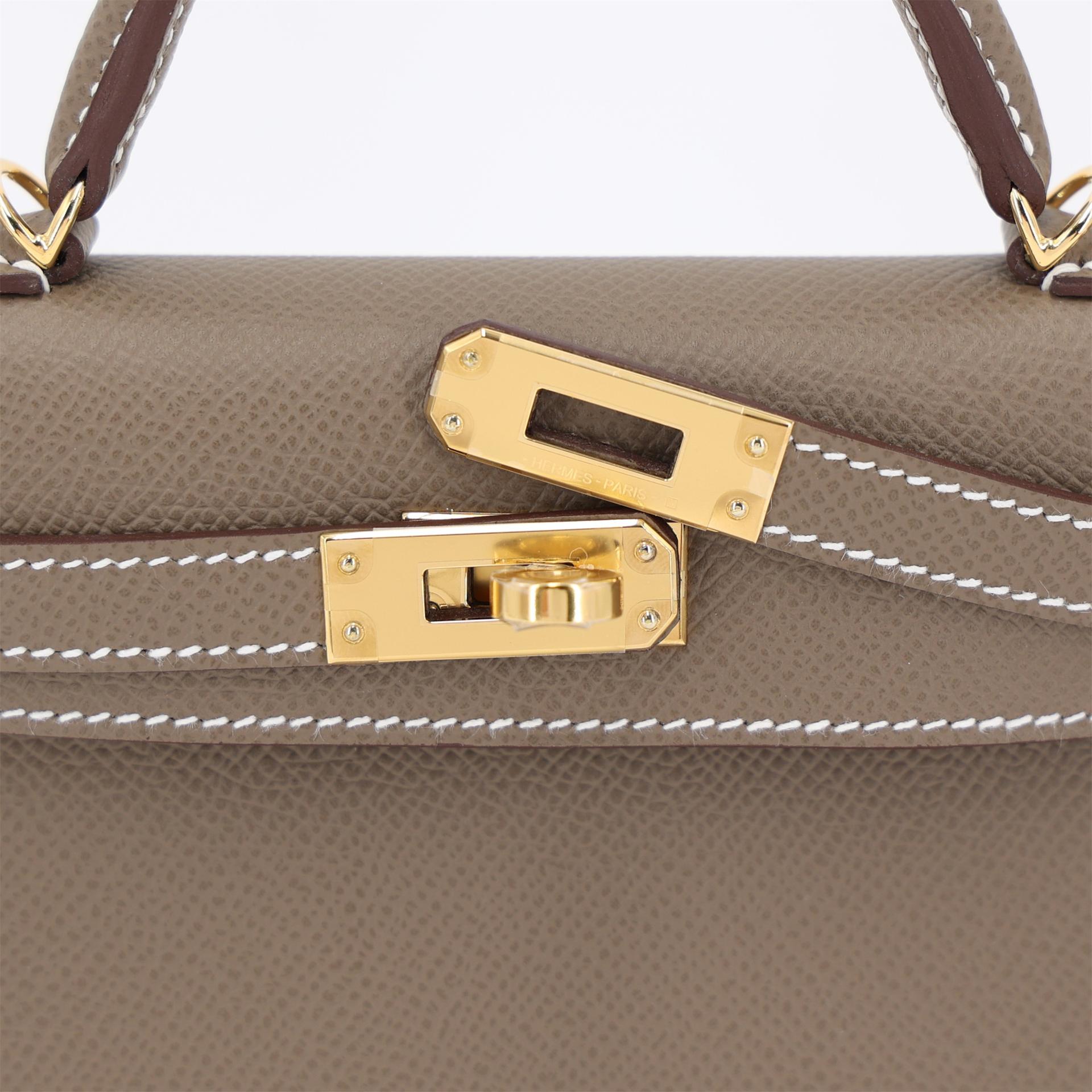 Unused ( Rank NS ) HERMÈS Mini Kelly II Etoupe (18) Epsom Gold hardware W (2024) - 8