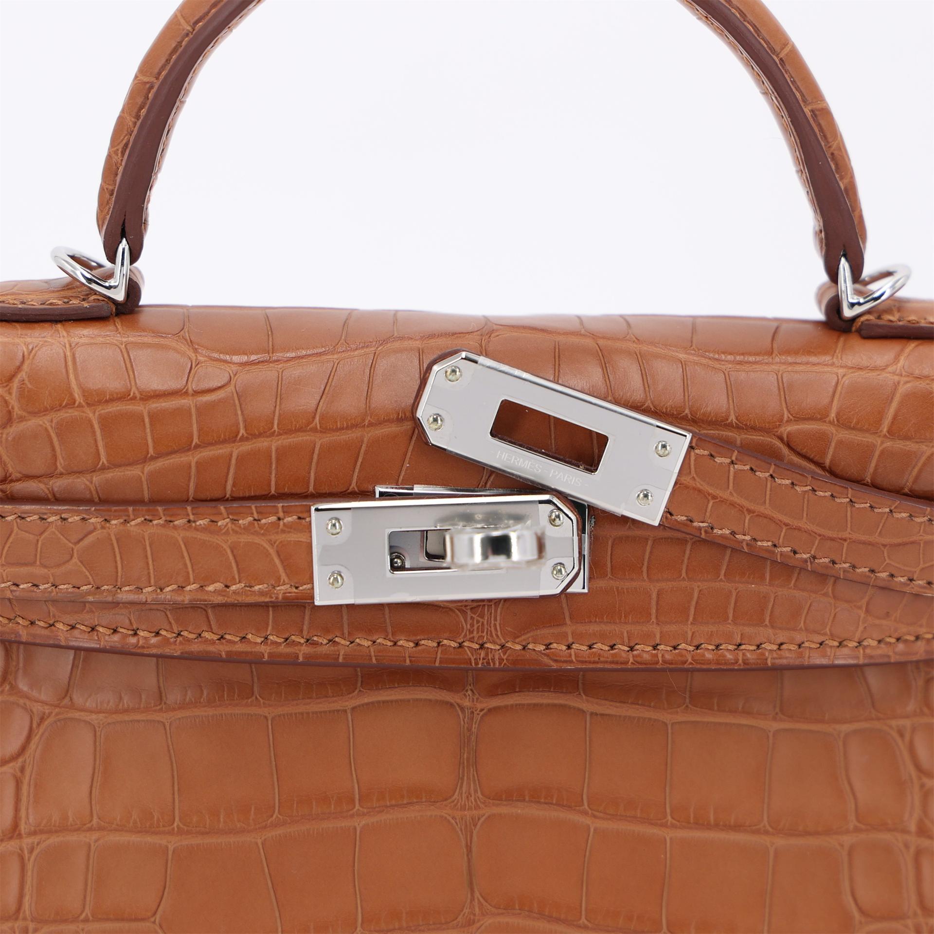 ランク NS 未使用品 HERMÈS エルメス ミニケリー2 ゴールド (37) クロコダイル アリゲーター マット シルバー金具 W刻印 (2024) - 8