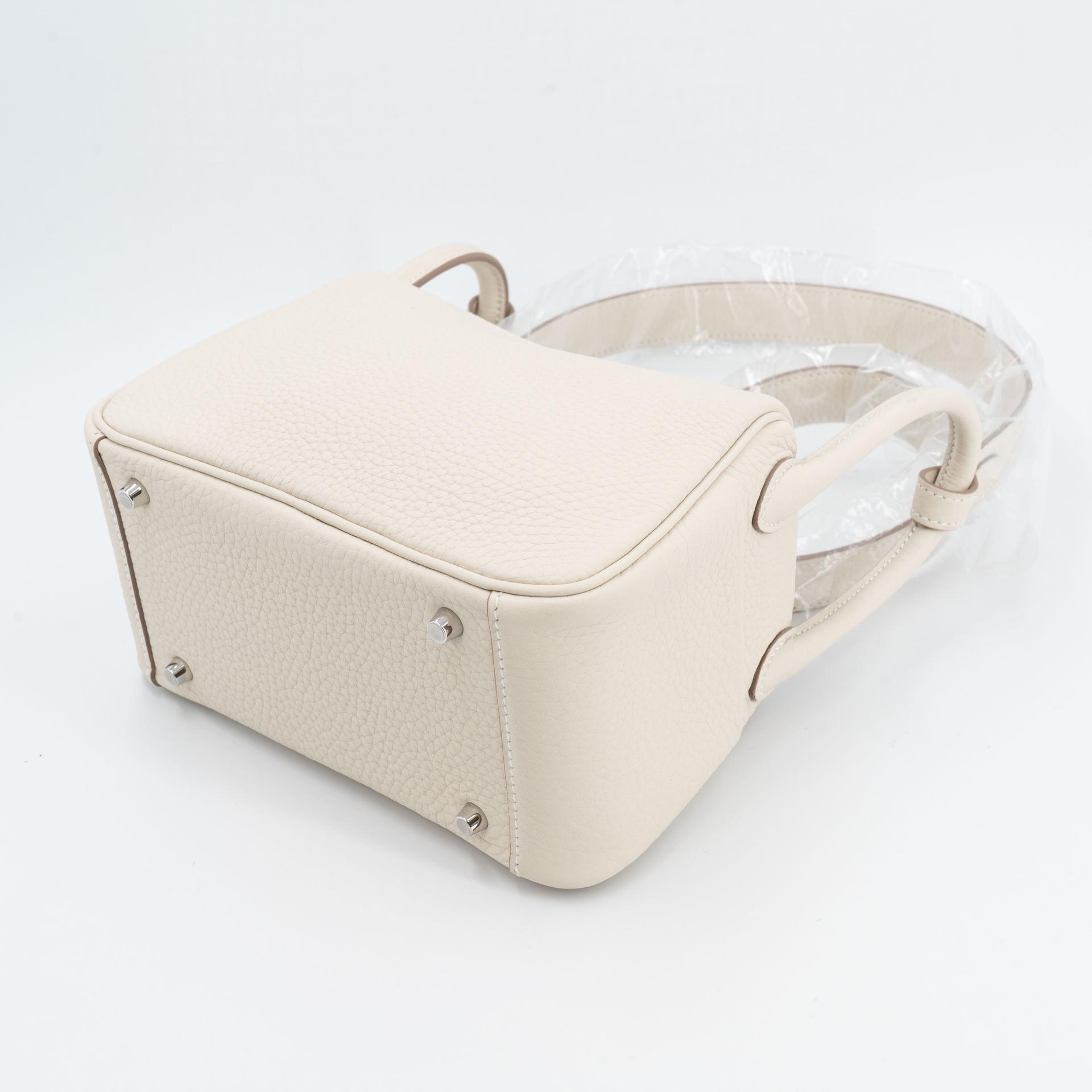 Brand New ( Rank N ) HERMÈS Mini Lindy II Craie (10) Clemence Palladium hardware G (2026) - 6