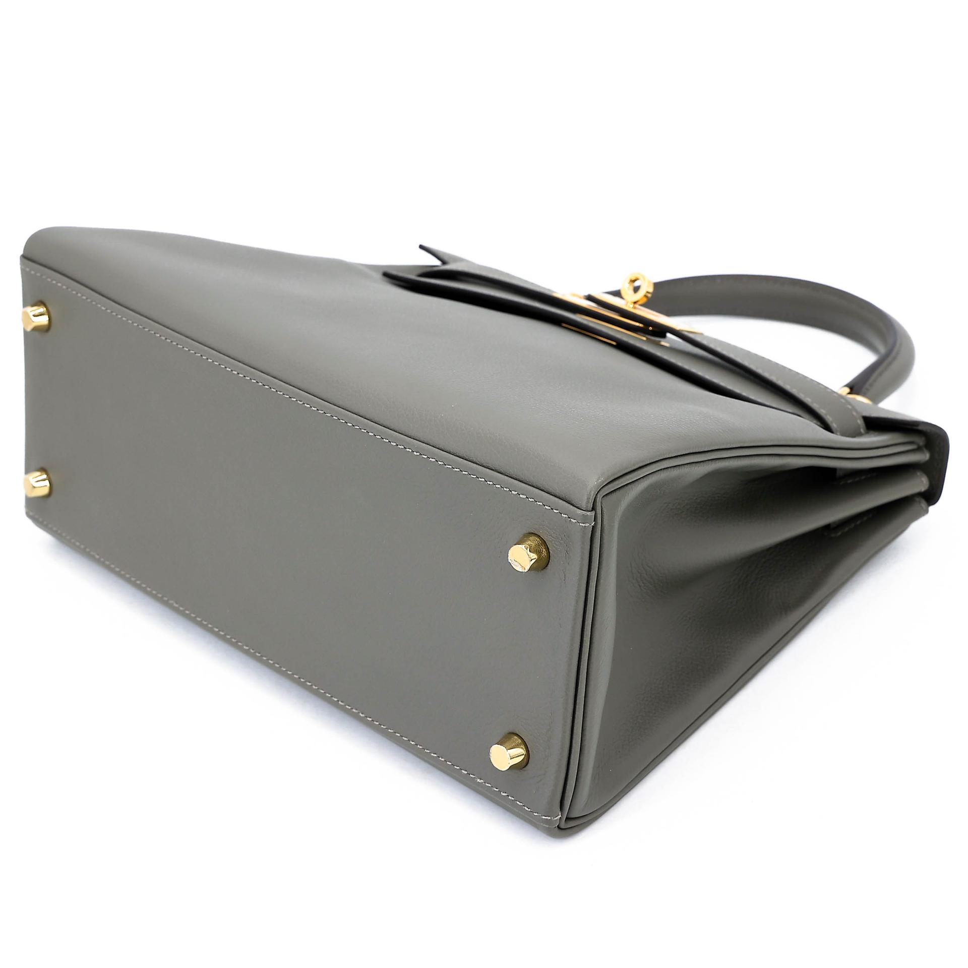 Unused ( Rank NS ) HERMÈS Kelly 28 Gris Meyer (0L) Evercalf Gold hardware U (2022) - 4