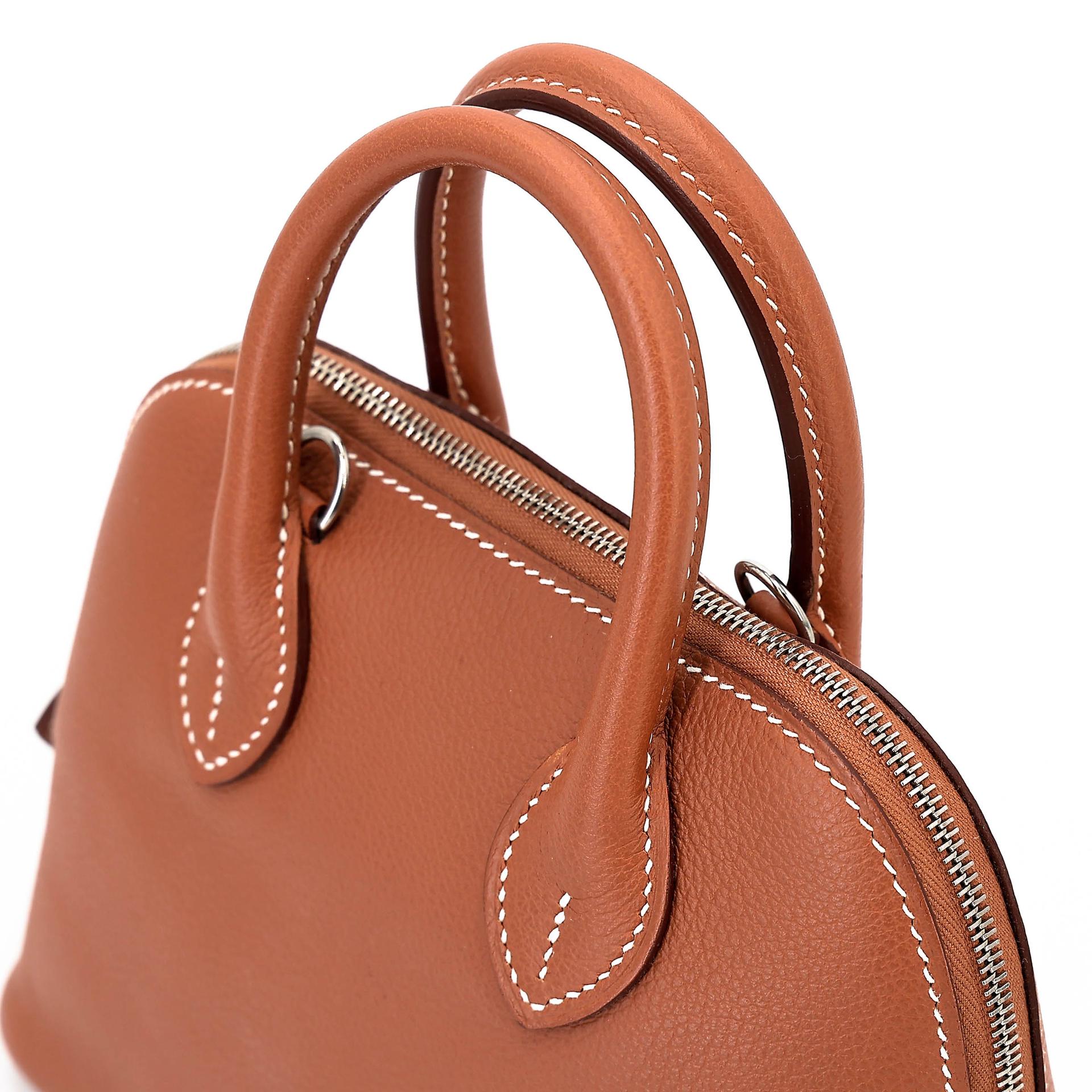 SA超美品 HERMÈS 愛馬仕 Mini Bolide 1923 37 金棕色 Gold Evercolor皮 銀扣 Y刻 2020年 - 3