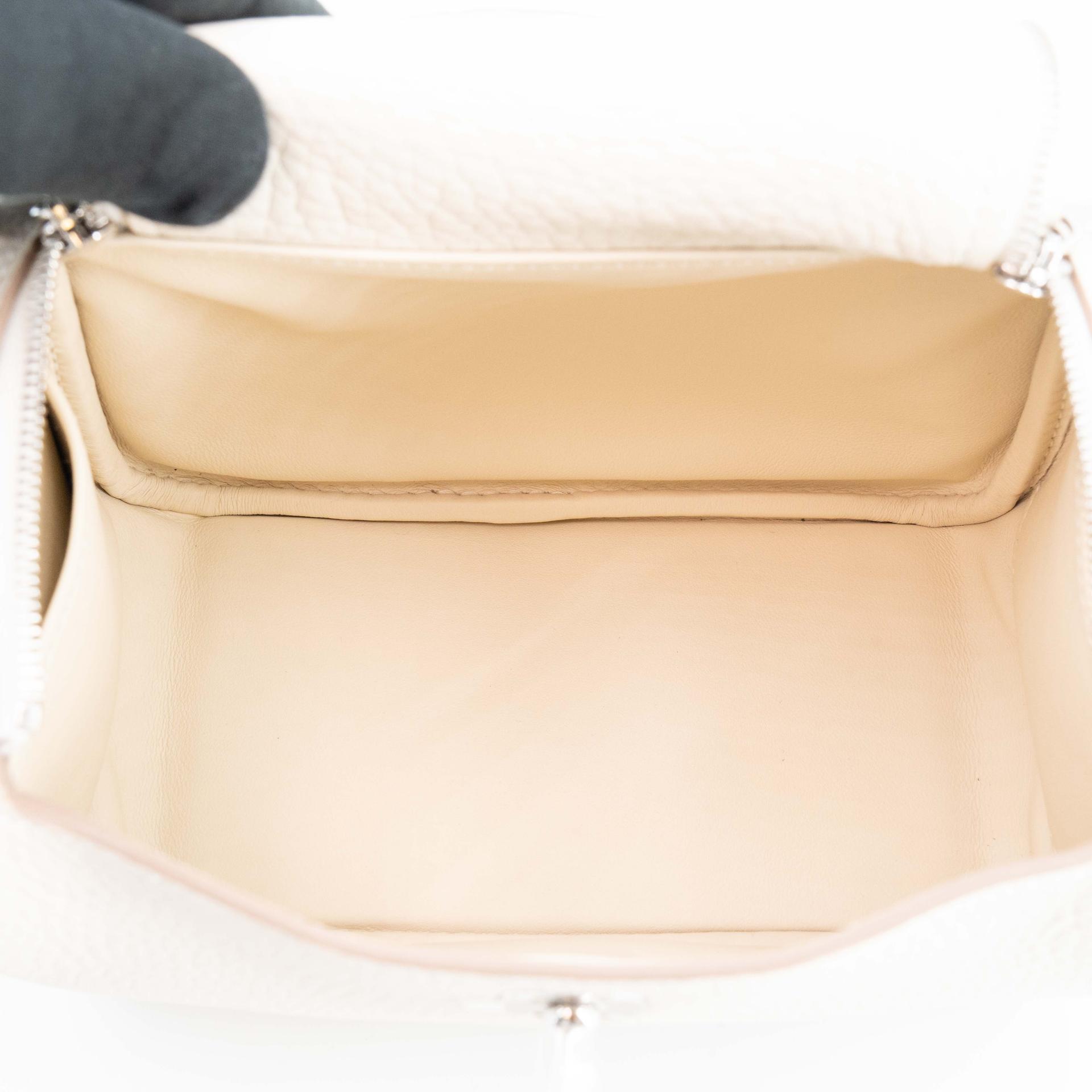 Brand New ( Rank N ) HERMÈS Mini Lindy II Craie (10) Clemence Palladium hardware G (2026) - 11