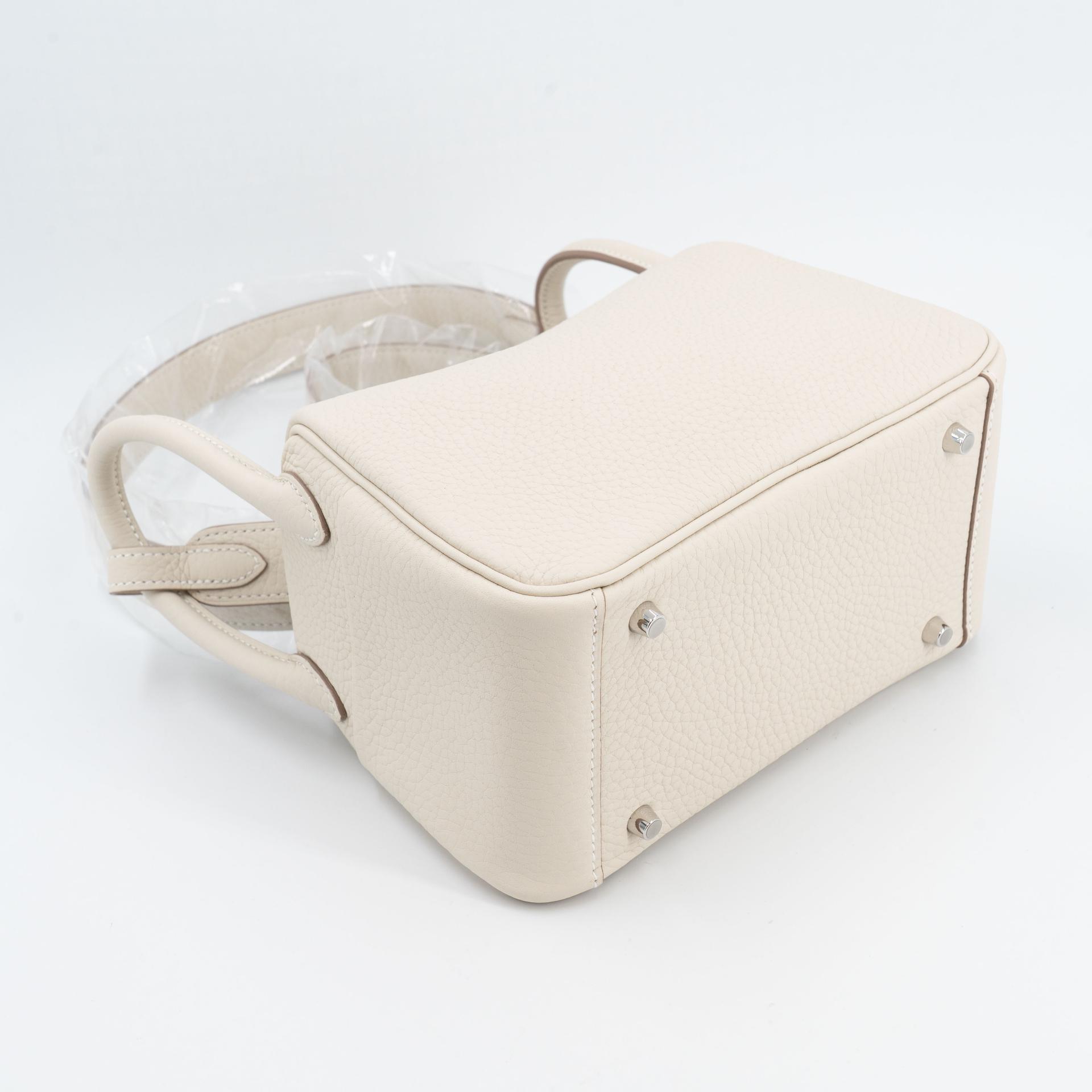 Brand New ( Rank N ) HERMÈS Mini Lindy II Craie (10) Clemence Palladium hardware G (2026) - 7